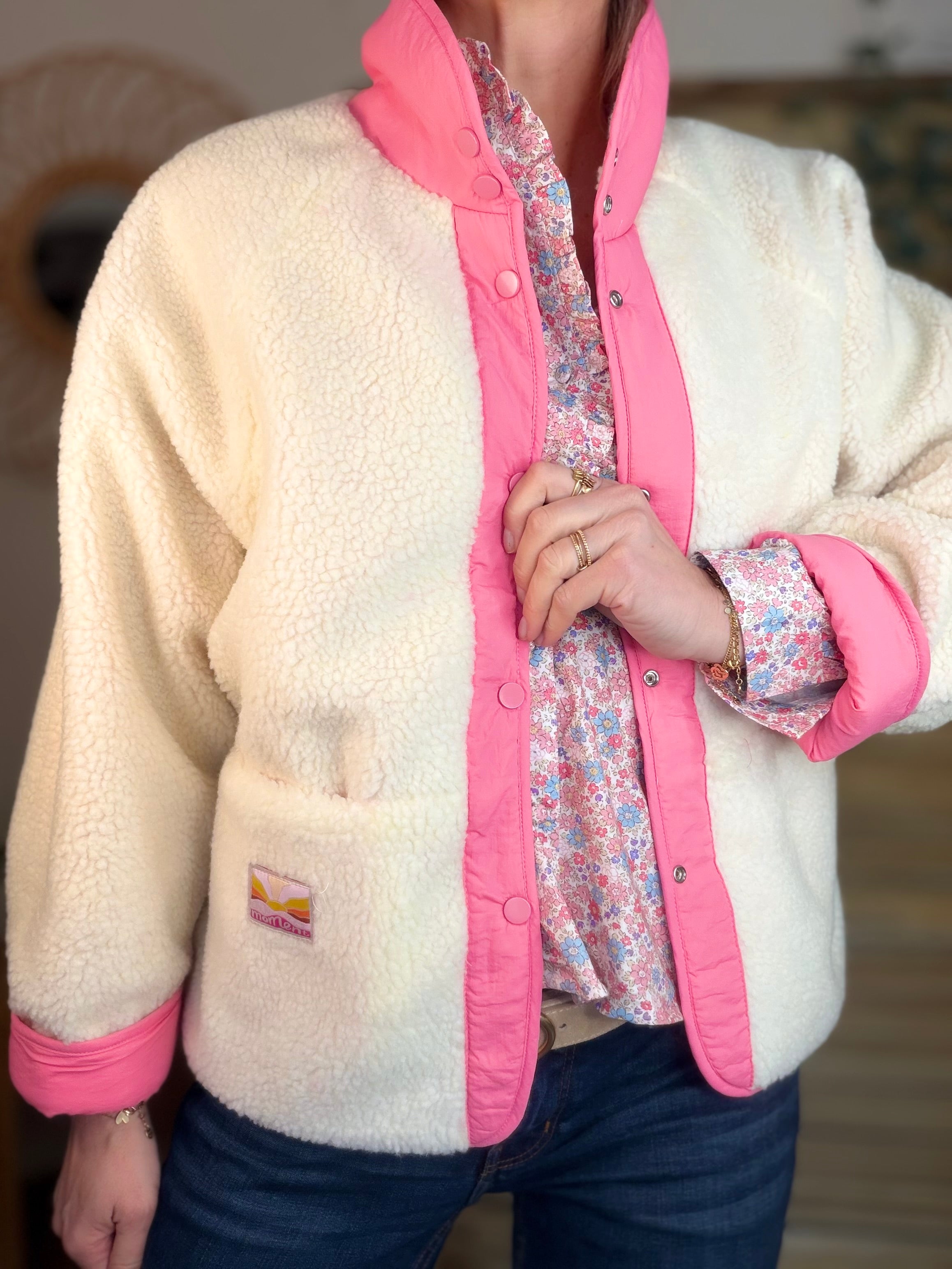 Veste matelassée réversible Sherpa AMÉLIE Rose