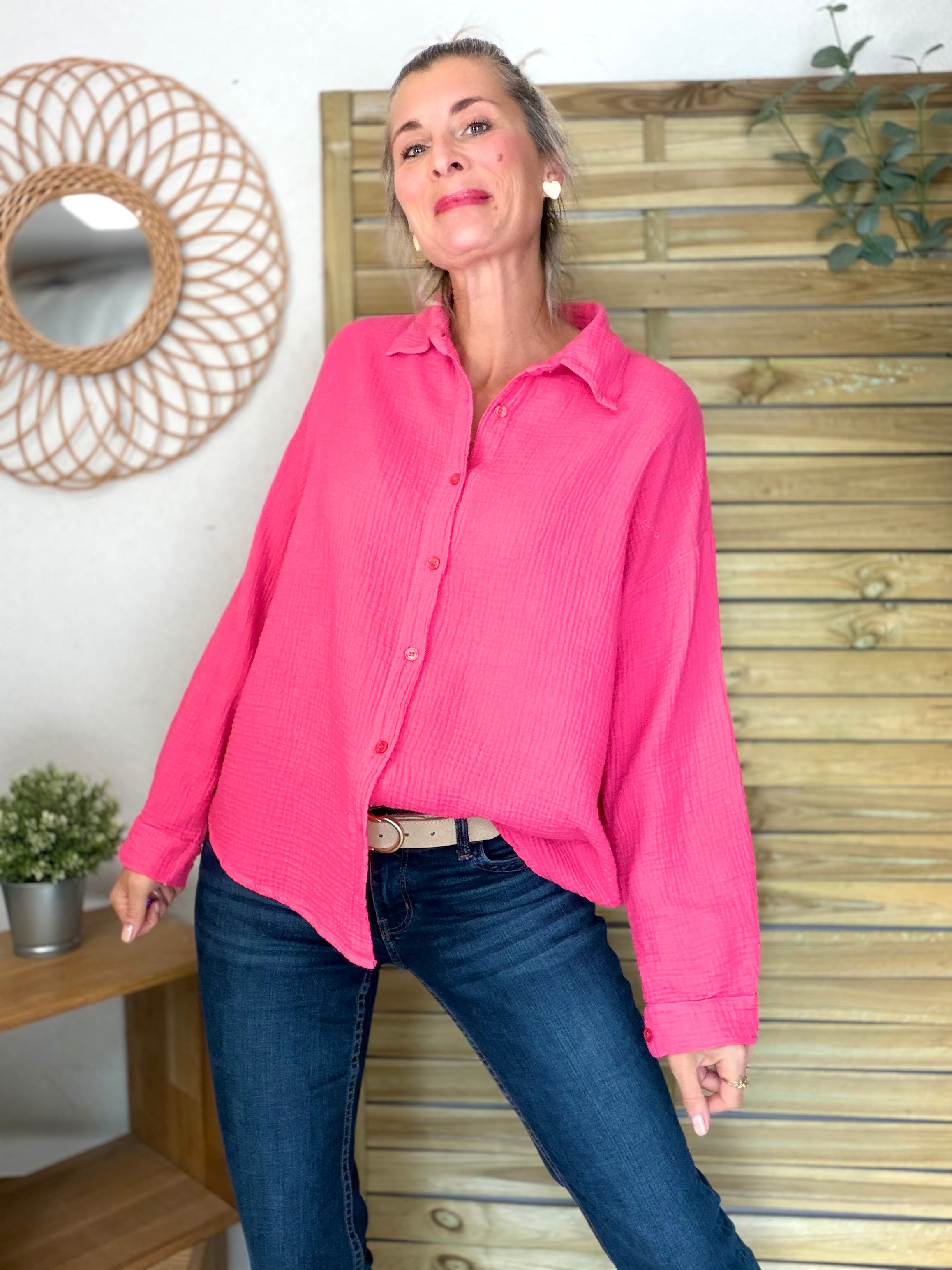 Chemise en gaze de coton ICONIC - ALANIS Rose fuschia