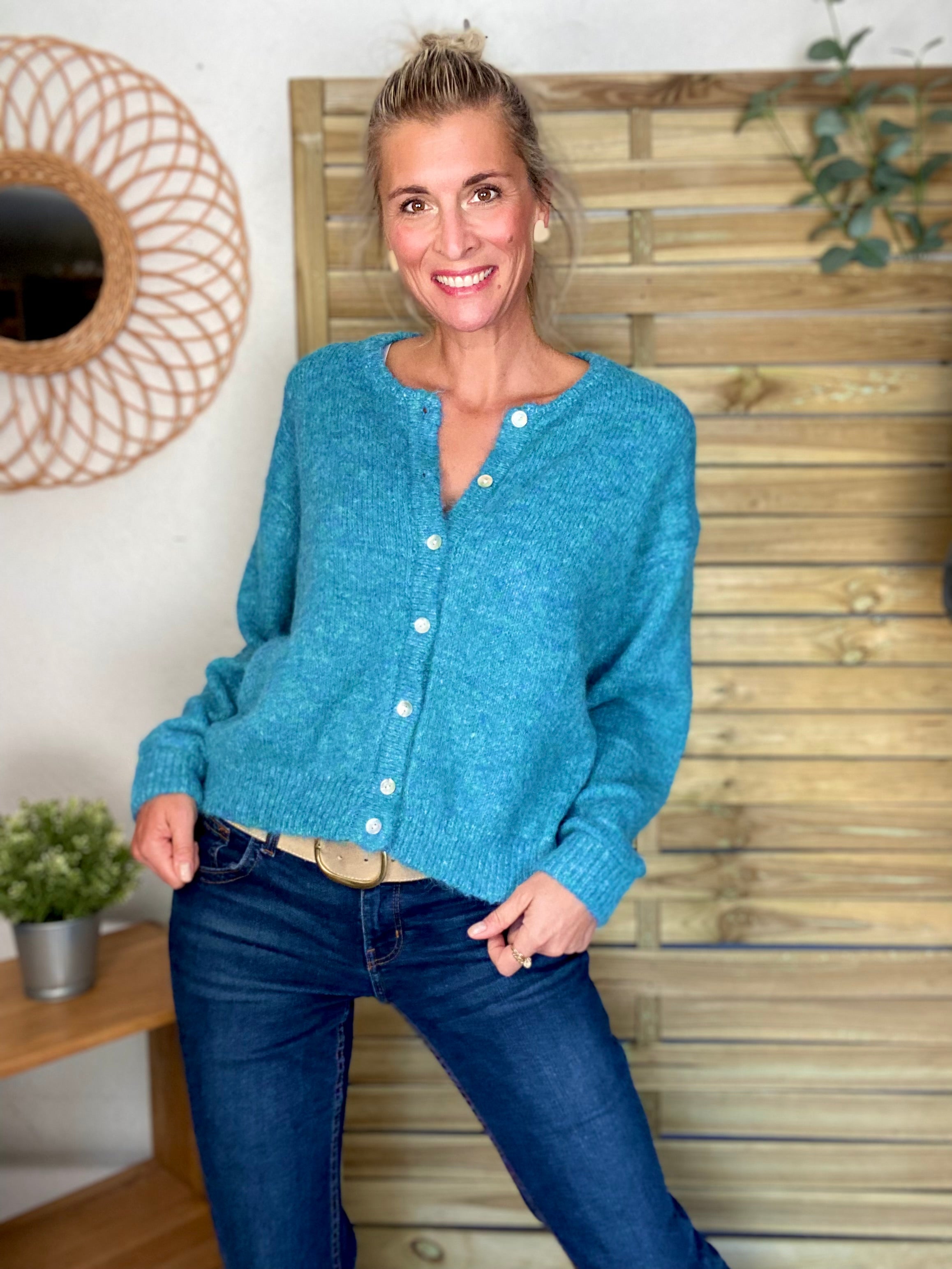 Gilet en maille MERYL - Bleu canard