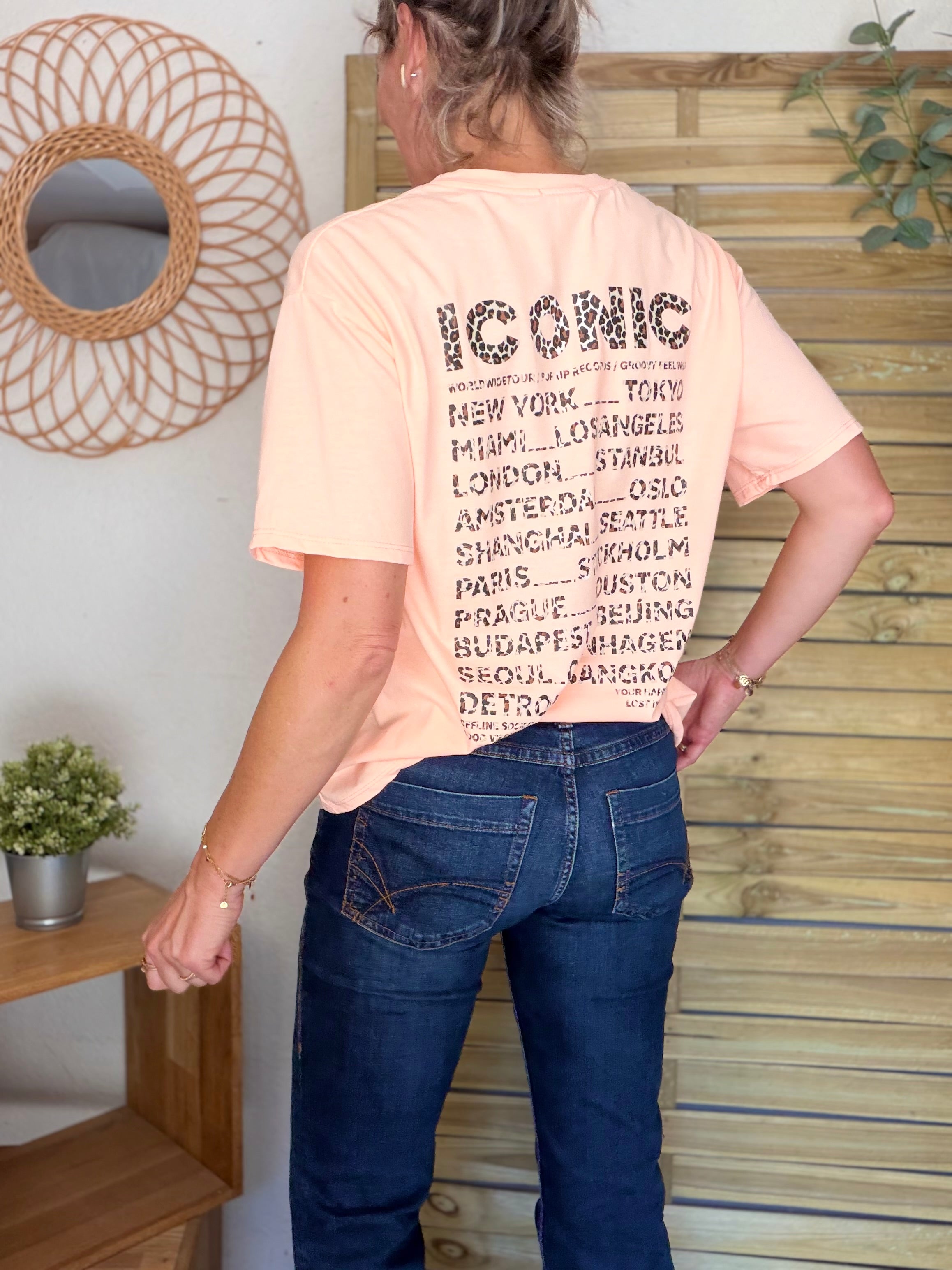 Tee shirt ICONIC Léo LÉONA Saumon