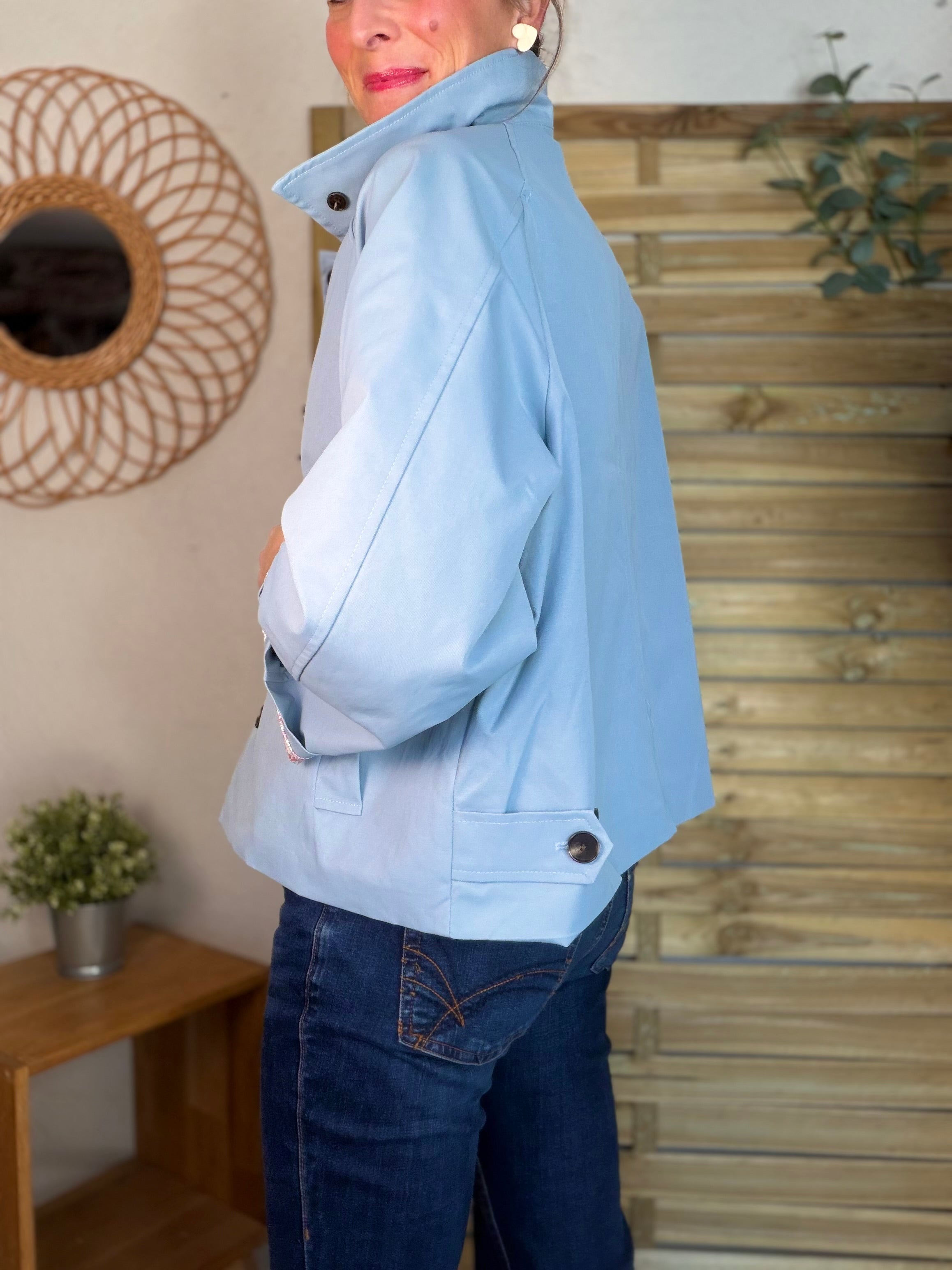 Veste Trench avec Liberty - MADELEINE Bleu ciel