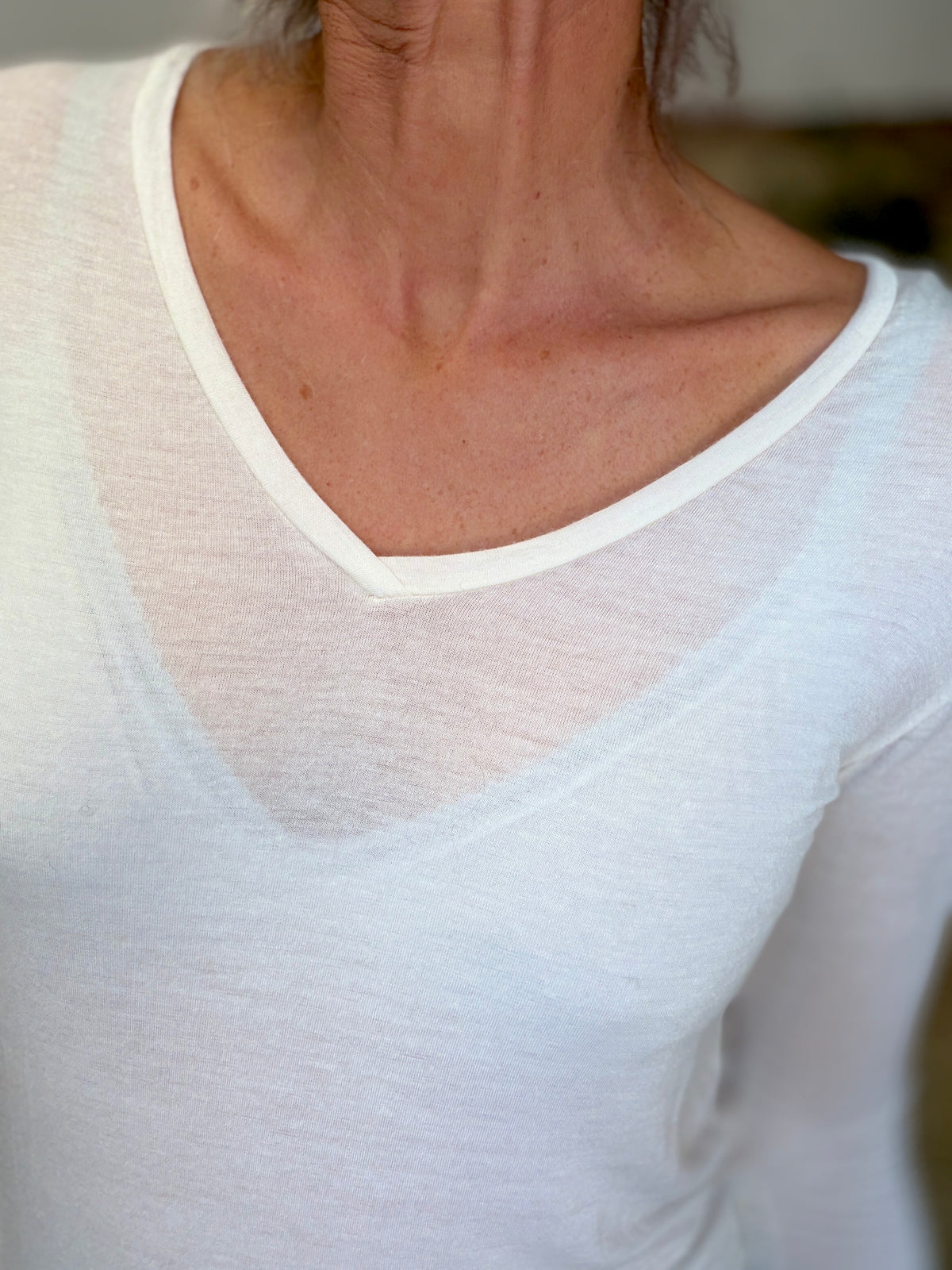 Top cachemire seconde peau manches longues ALBA Blanc