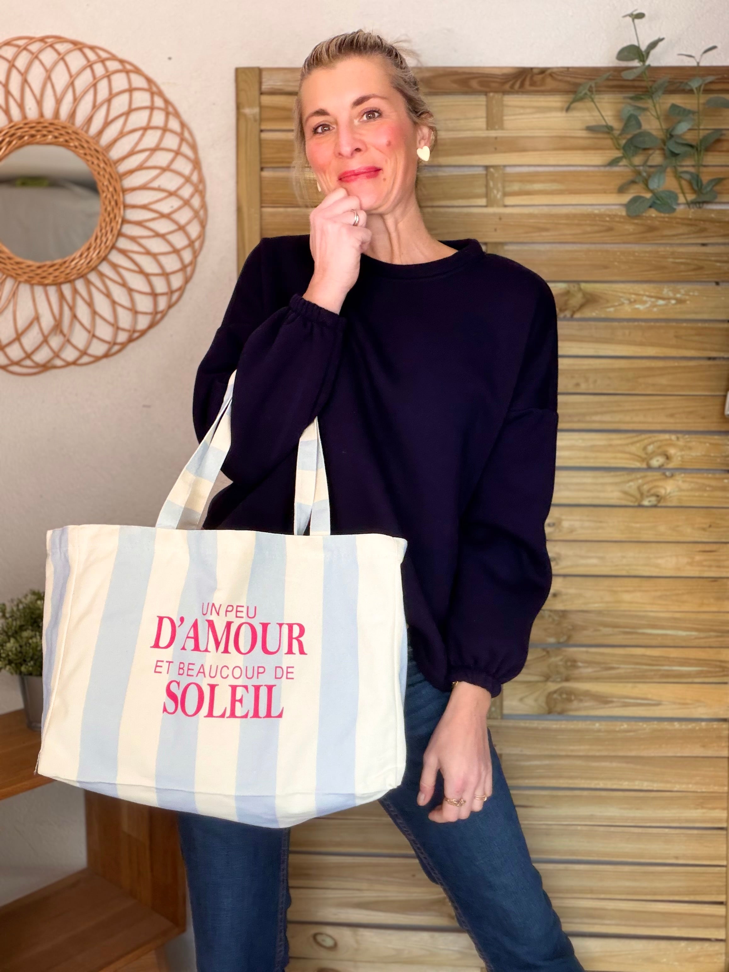 Grand cabas Tote bag un peu d’amour et beaucoup de soleil ELSY
