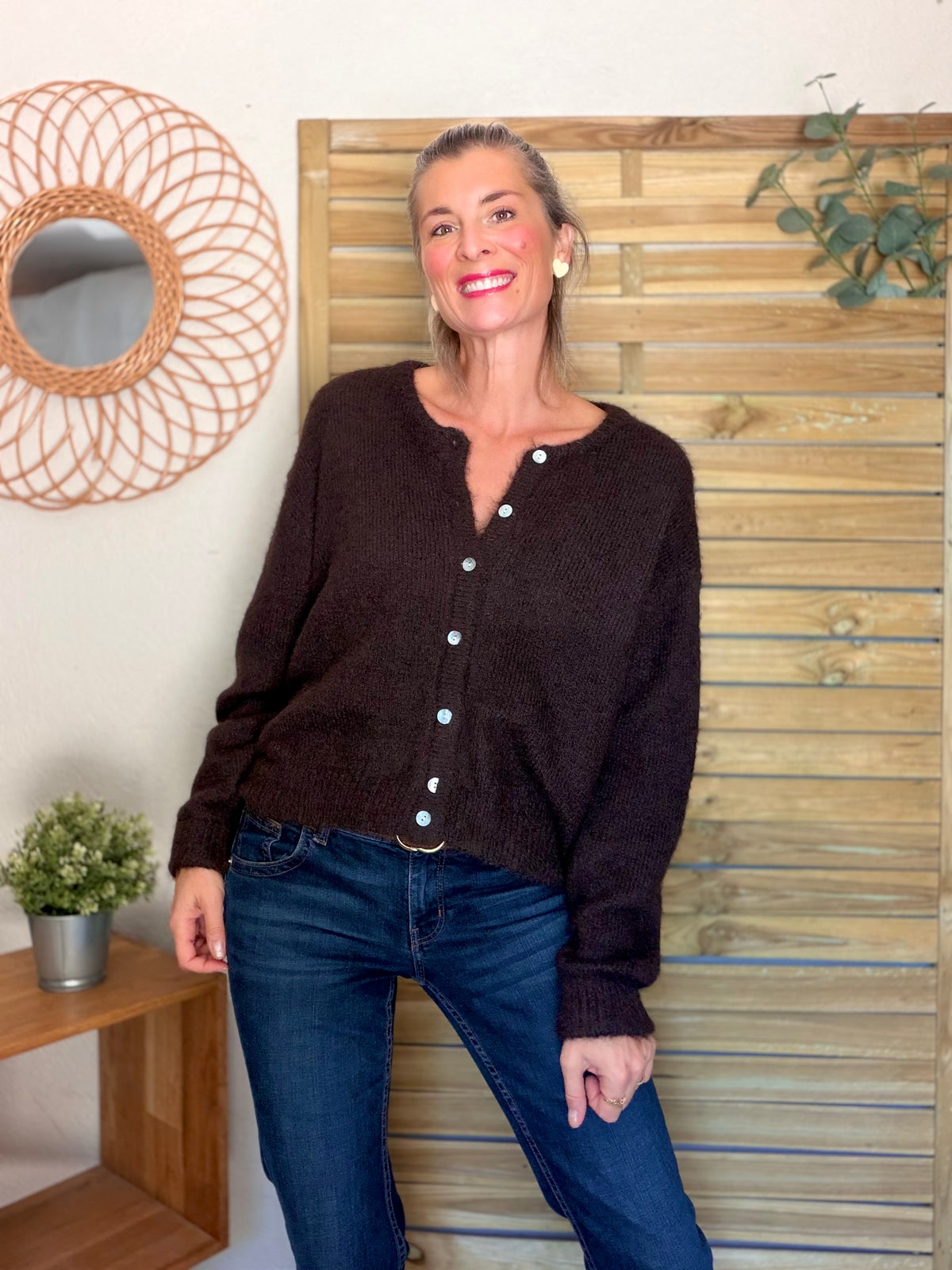 Gilet en maille MERYL - Chocolat brut