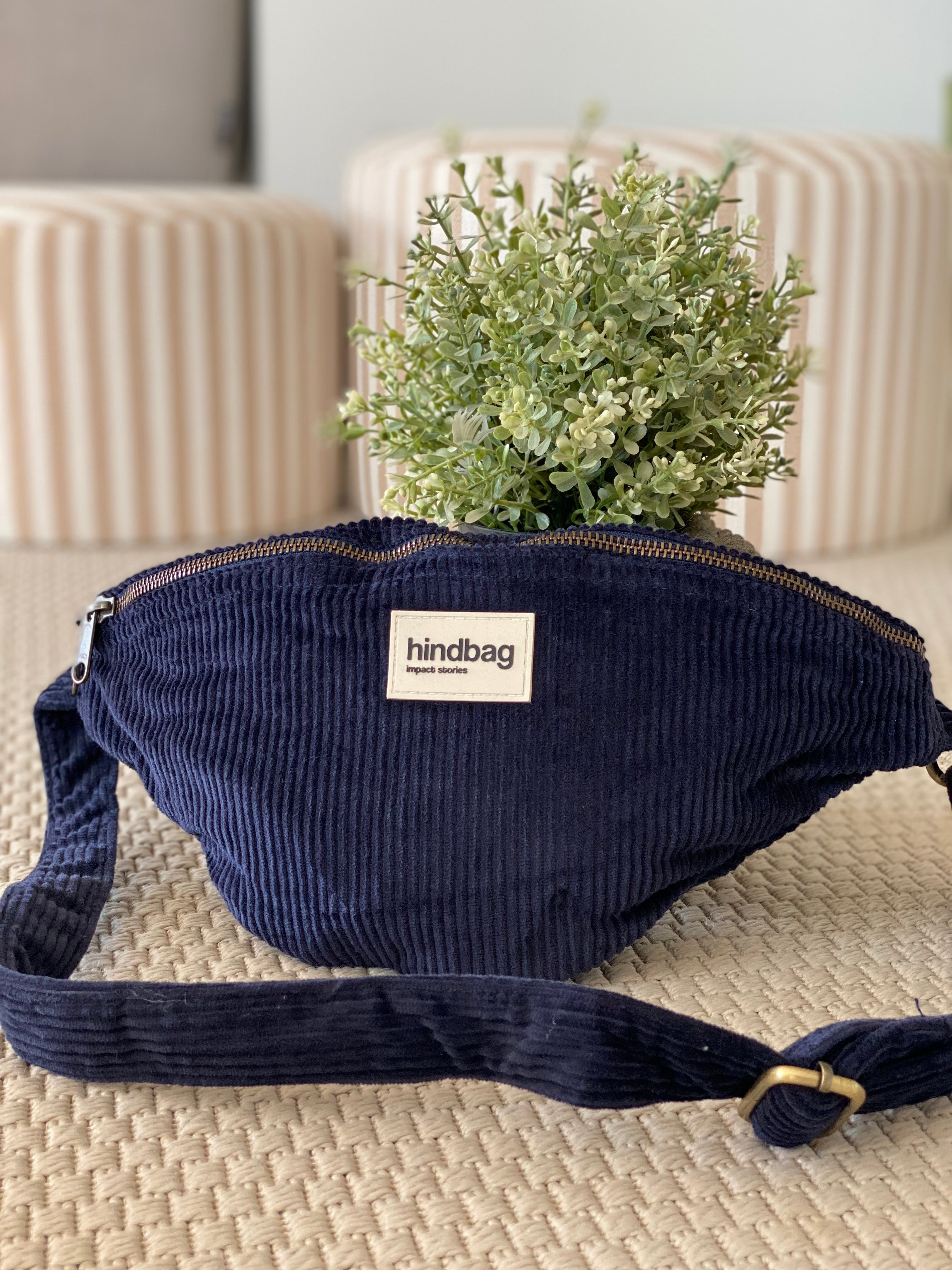 Sac banane XL HINDBAG Sasha Velours Marine