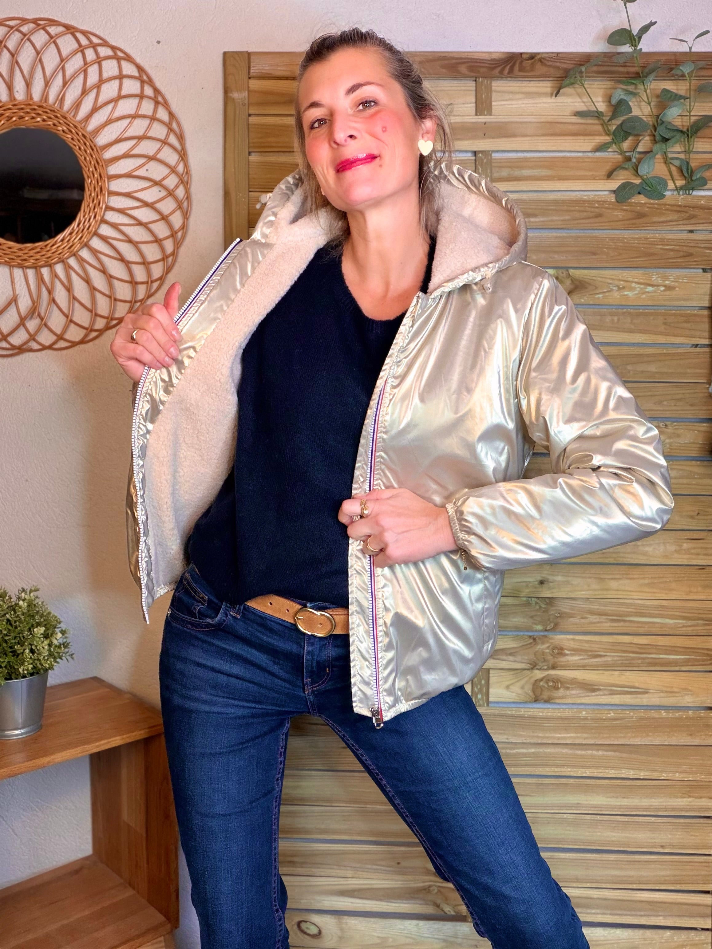 Parka Imperméable LOUISE COURT sherpa - Doré - LAURA JO (DÉSTOCKAGE sur Taille L)