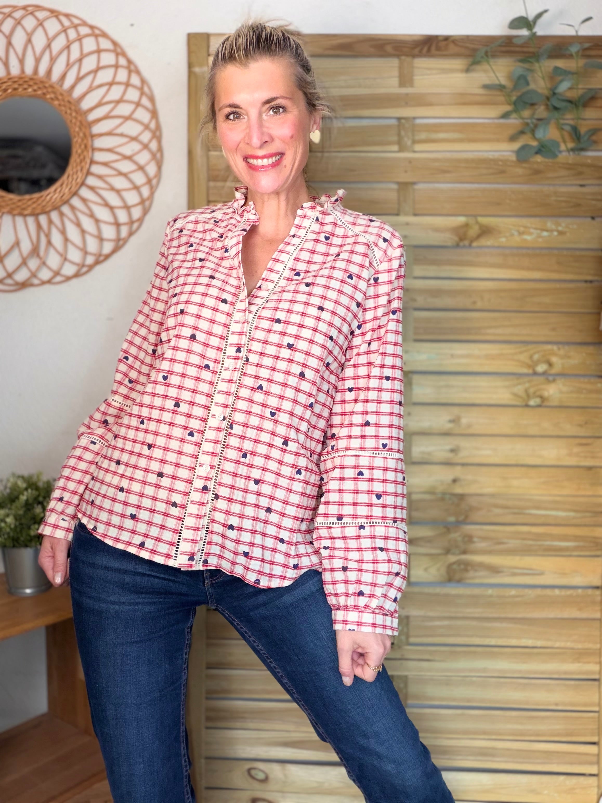 ⚡️ARRIVAGE - Blouse à carreaux et cœurs 💙 LYA rouge