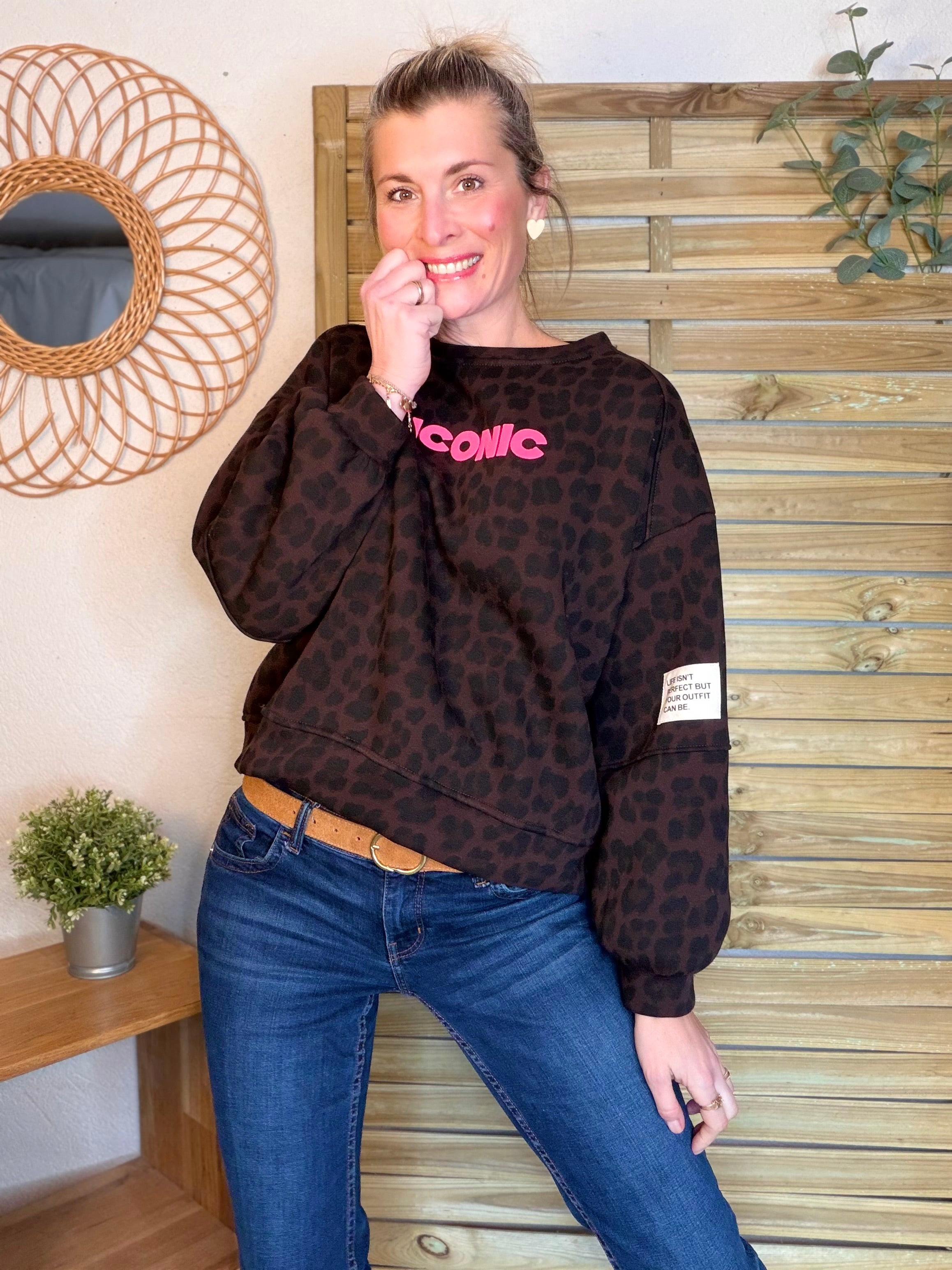 Sweat molleton imprimé Léo choco ICONIC 🐆 MANON