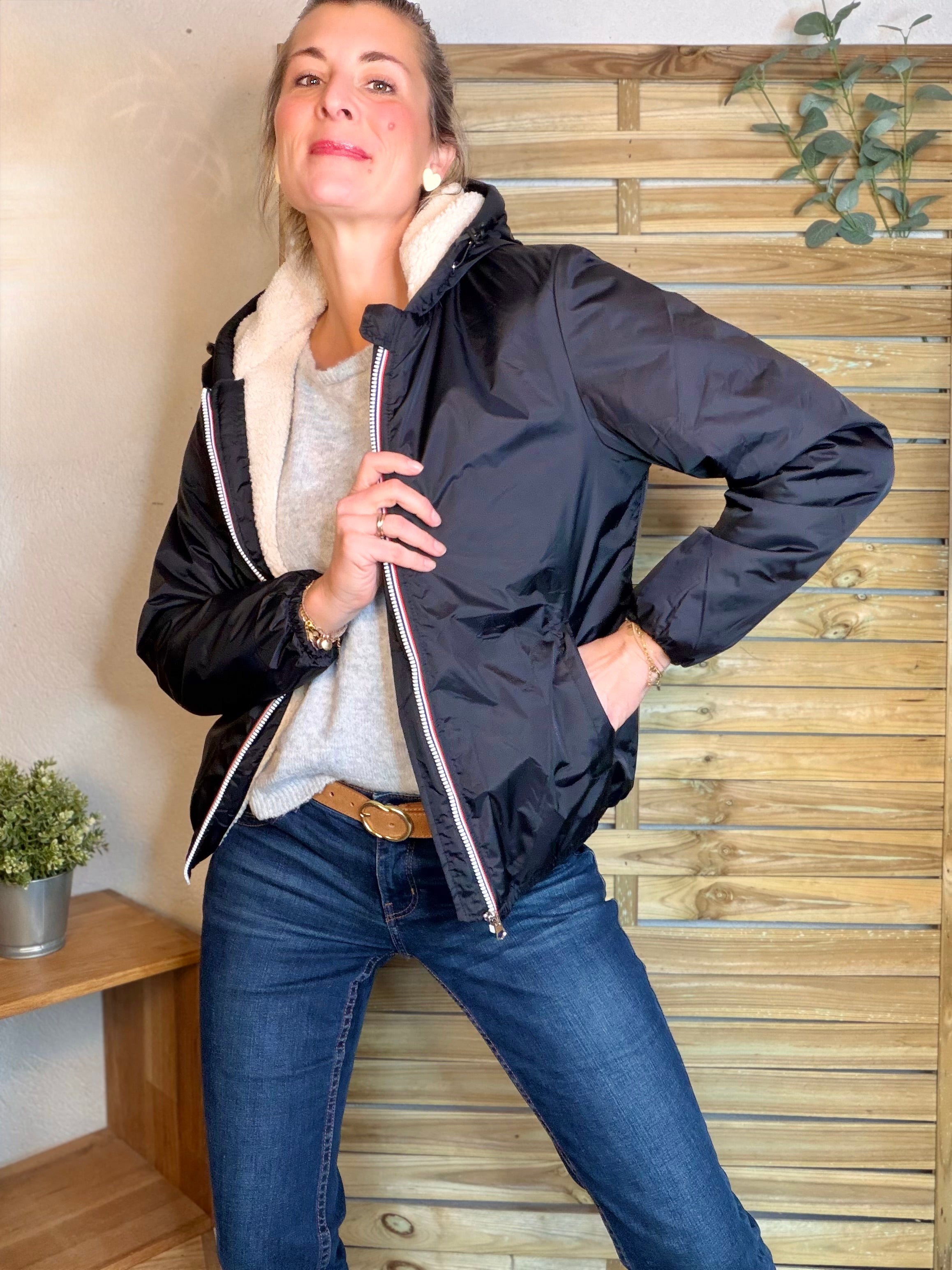 Parka Imperméable LOUISE COURT sherpa - Noir - LAURA JO