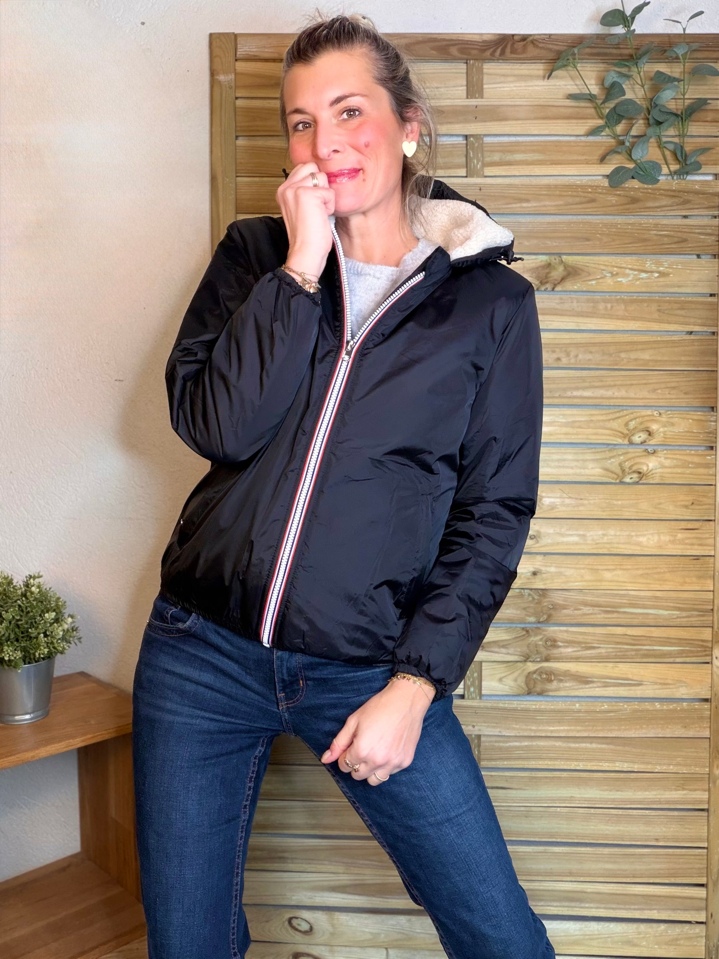 Parka Imperméable LOUISE COURT sherpa - Noir - LAURA JO