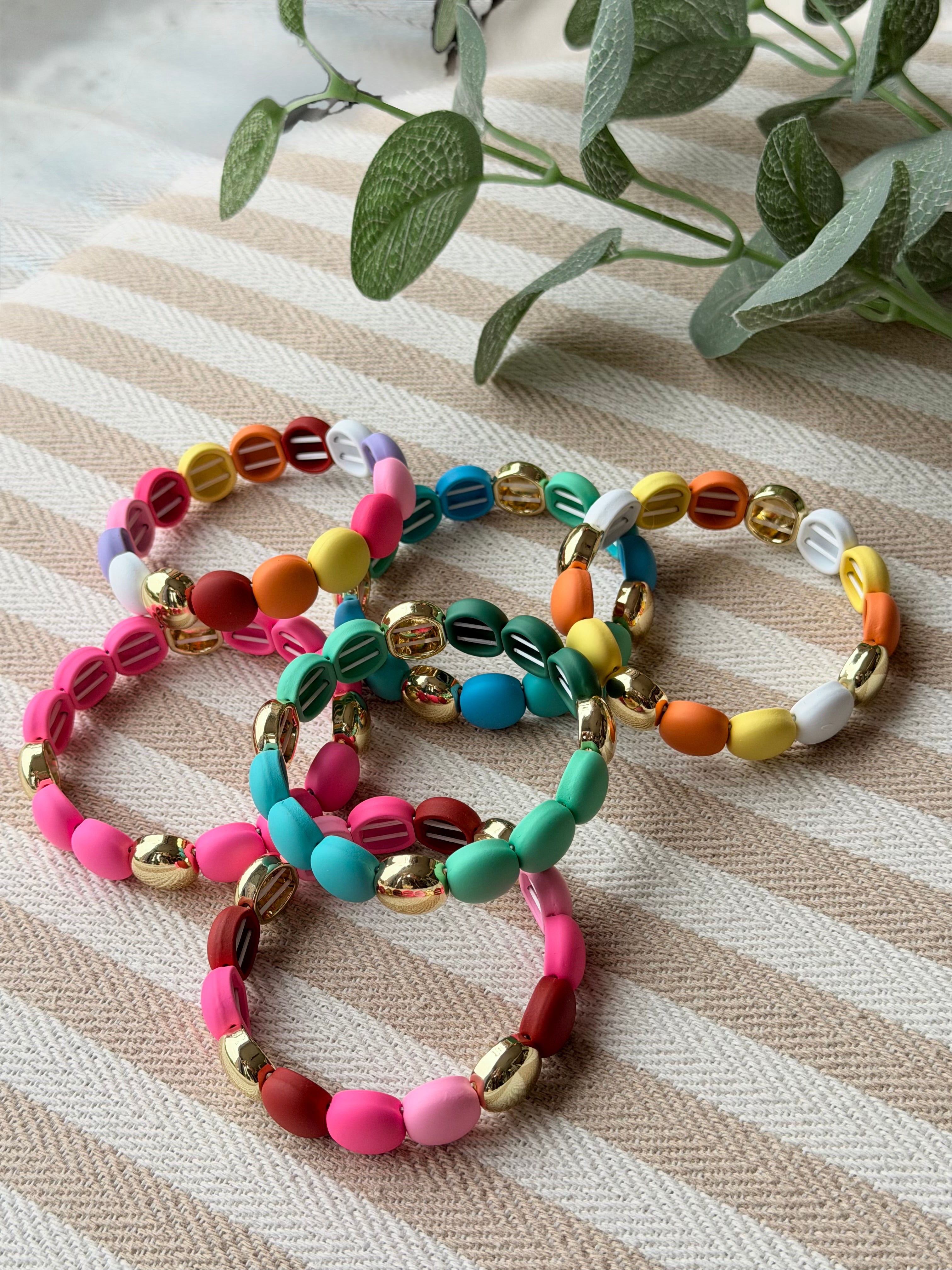 Bracelet élastiqué perles plates NINA