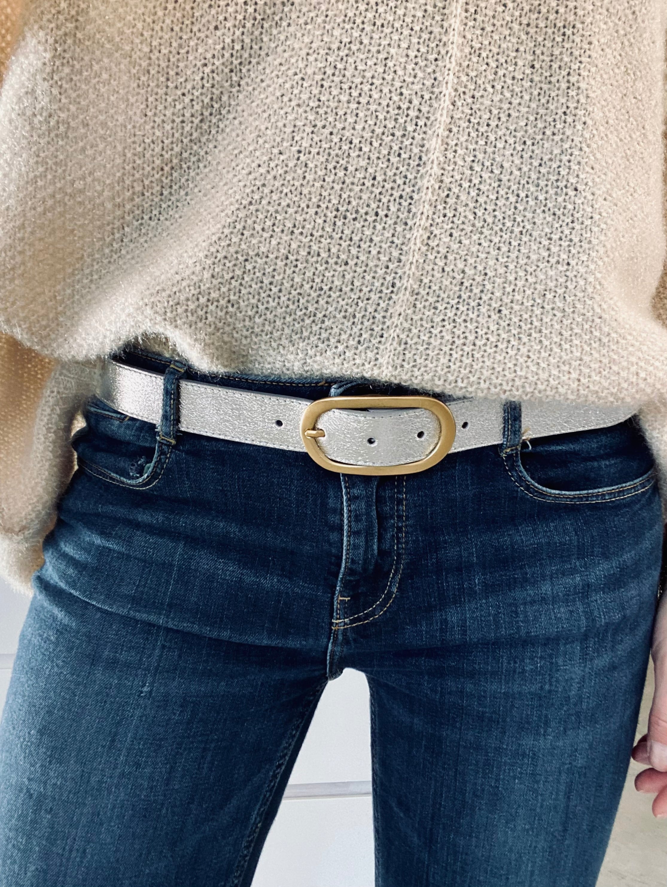 Ceinture boucle laiton - ABBY - Argent