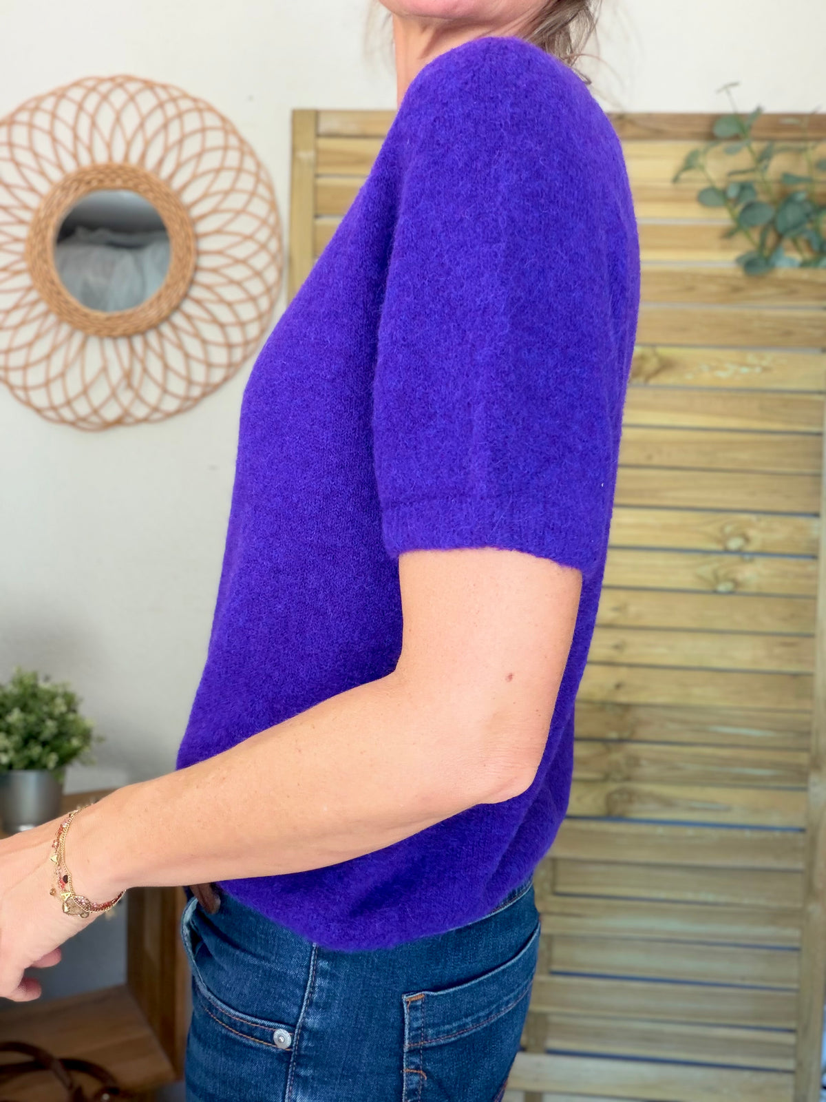 Pull laine et alpaga PEGGY - Violet