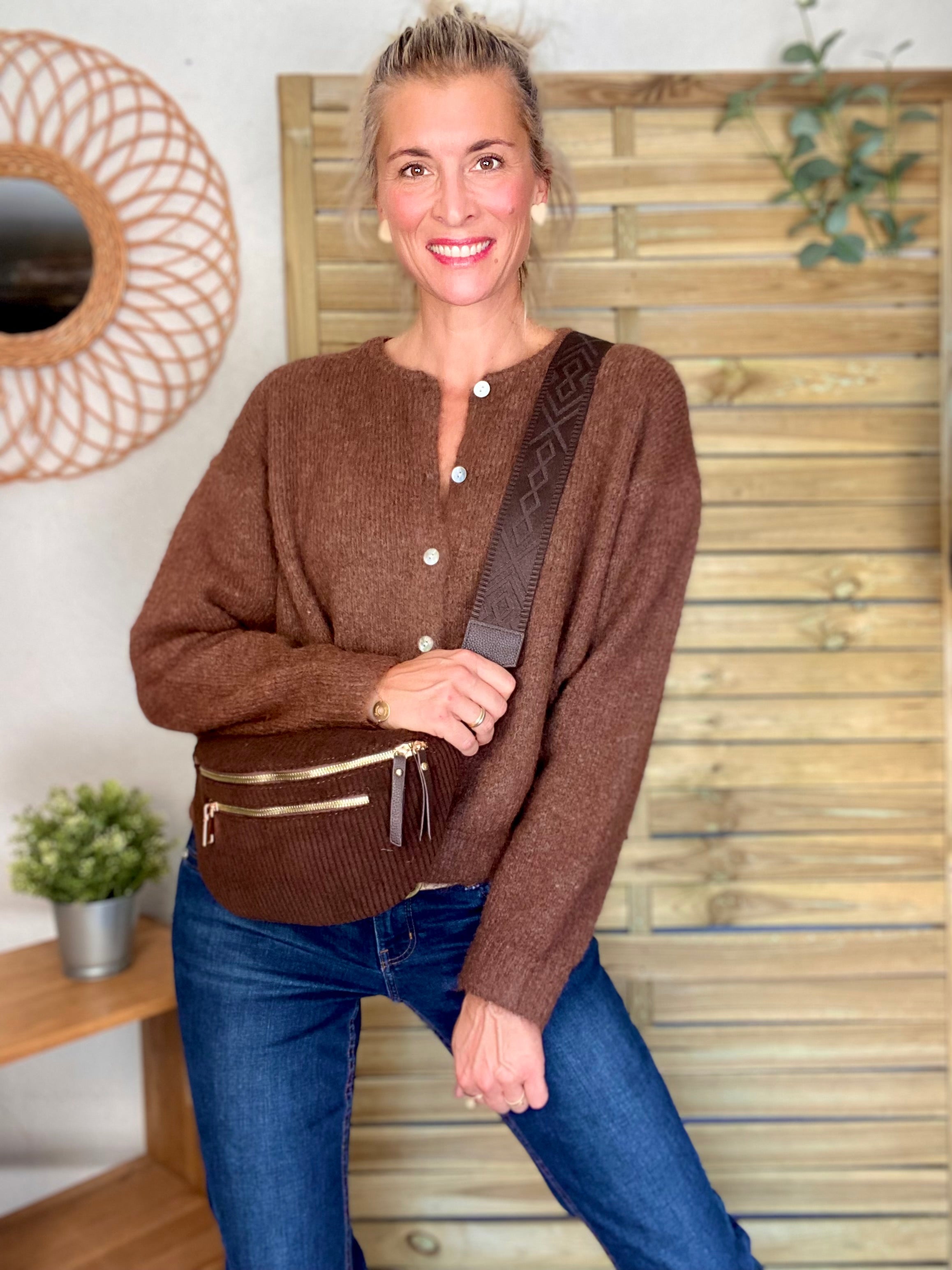 Gilet en maille SYDNEY - Chocolat
