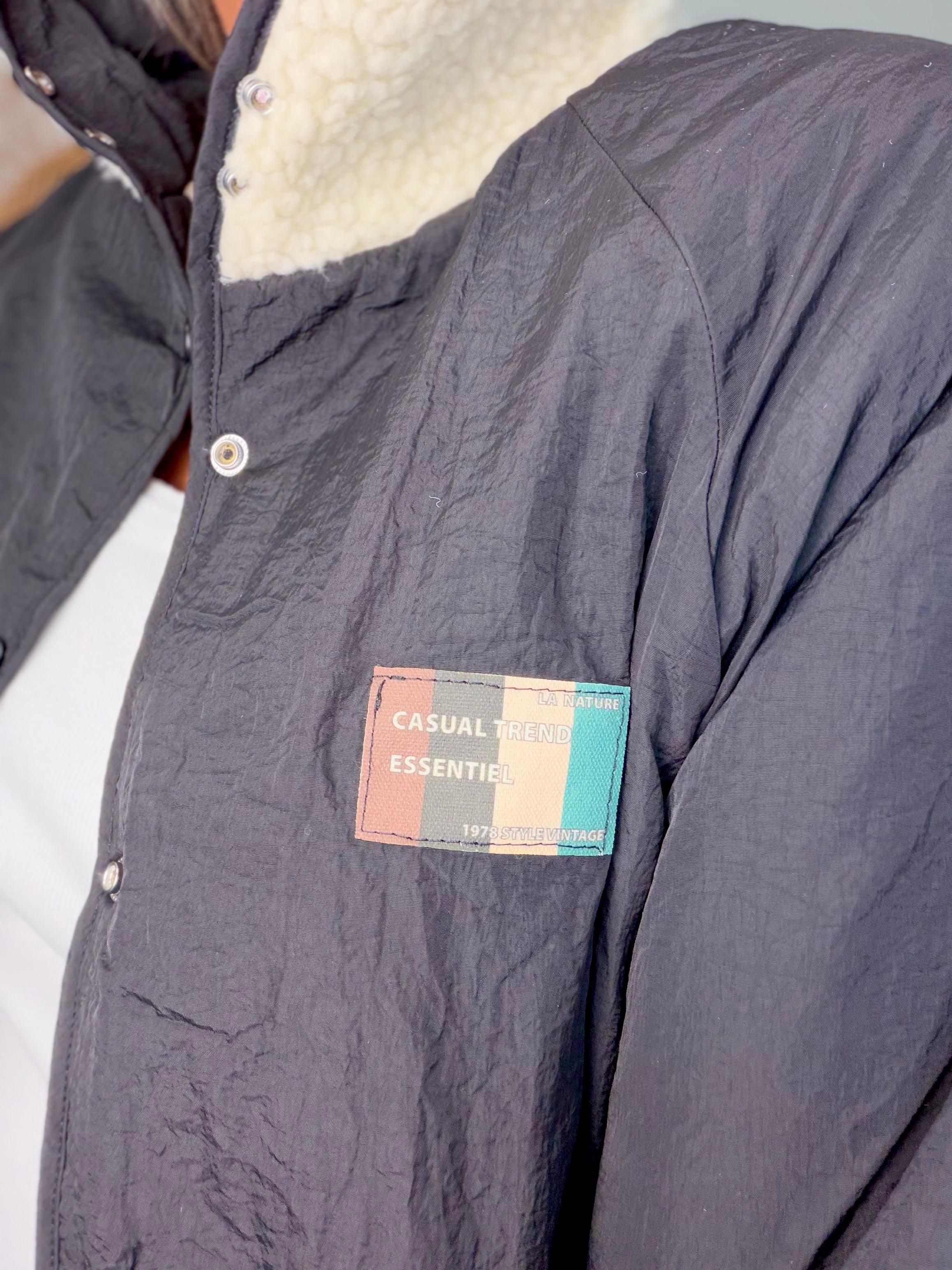 Veste matelassée réversible Sherpa AMÉLIE Noir / Écru