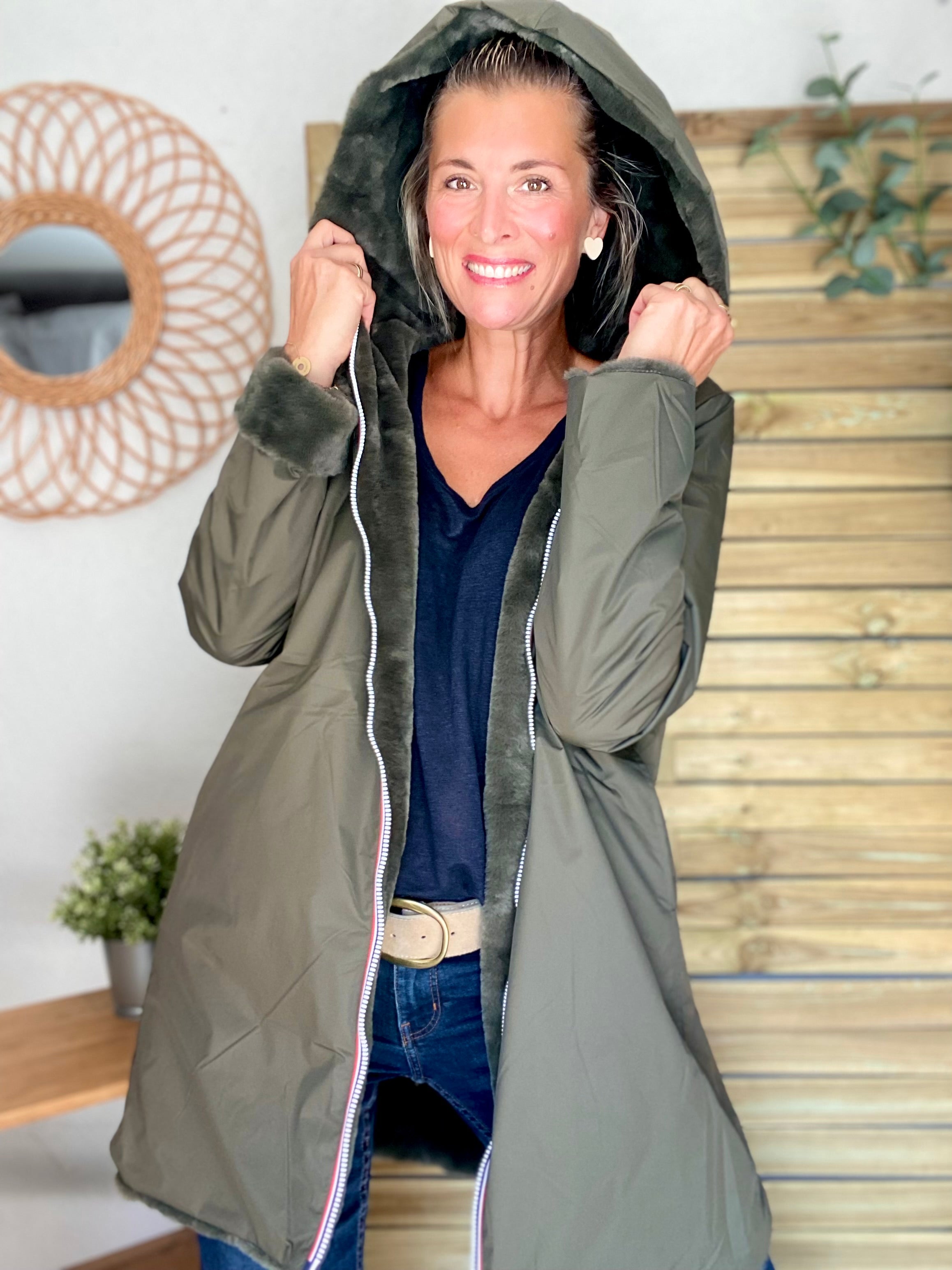 Parka Imperméable réversible fourrée Kaki / Kaki ALIX - LAURA JO