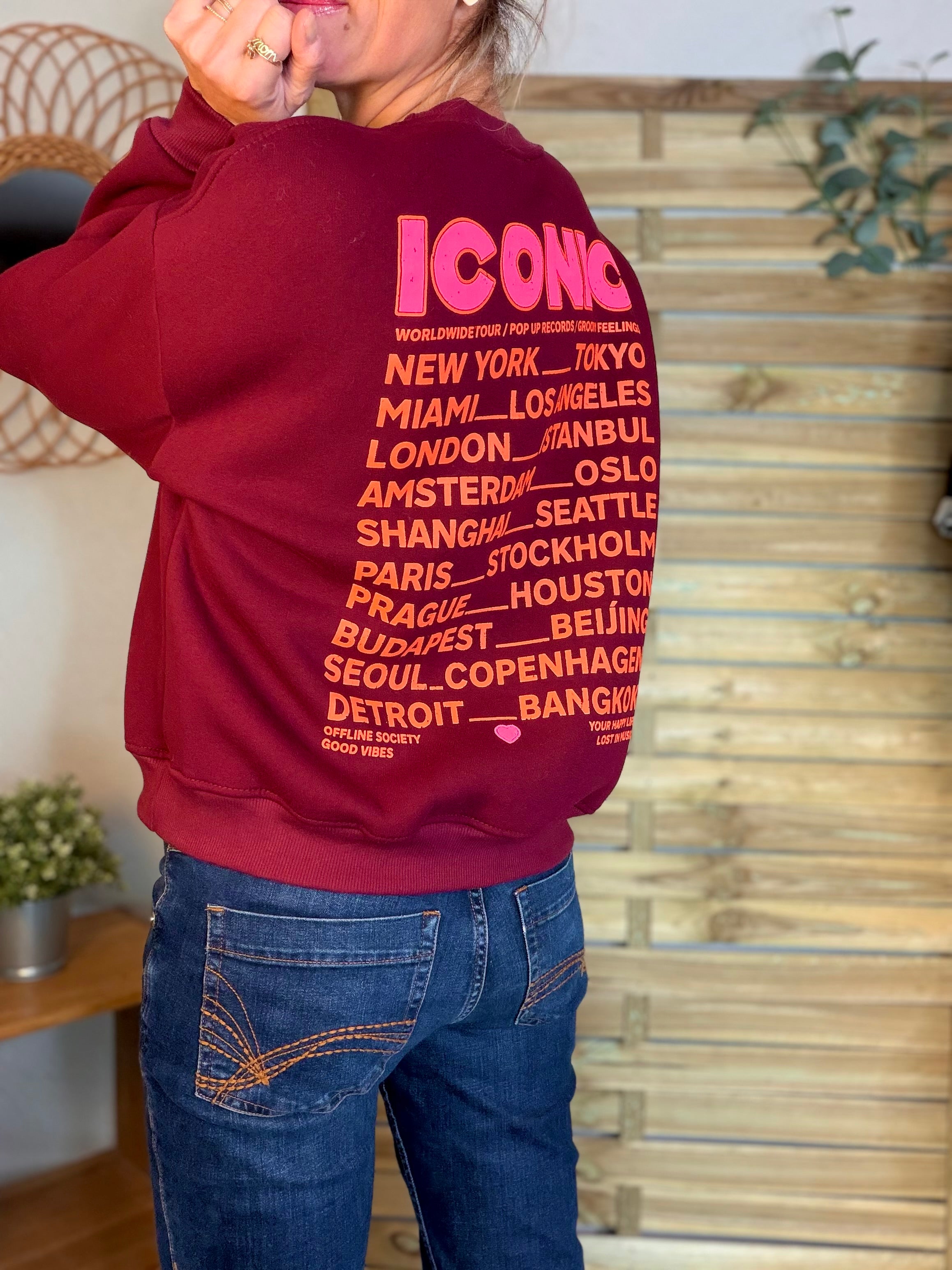 Sweat ICONIC molleton CAPUCINE - Bordeaux