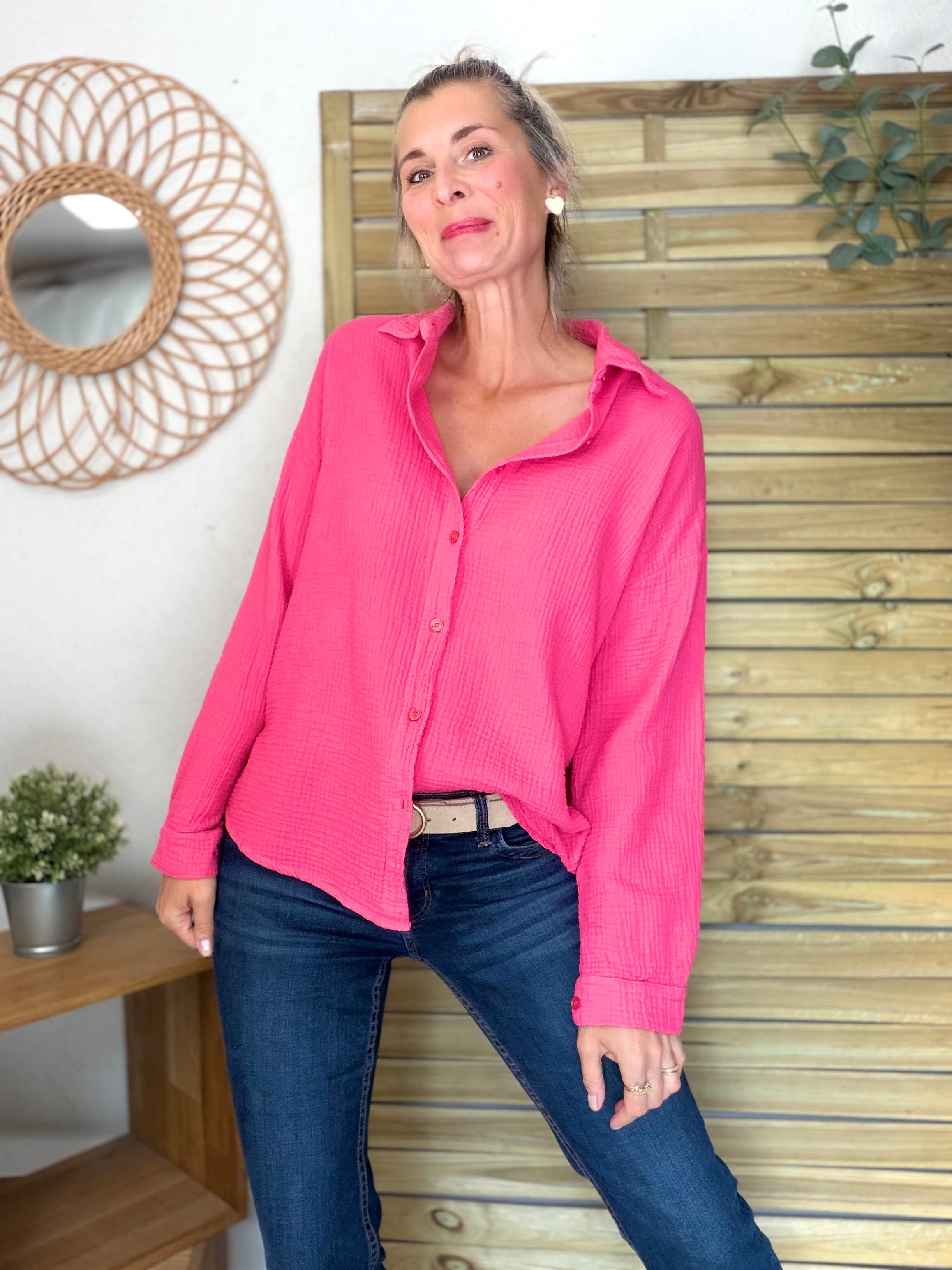 Chemise en gaze de coton ICONIC - ALANIS Rose fuschia