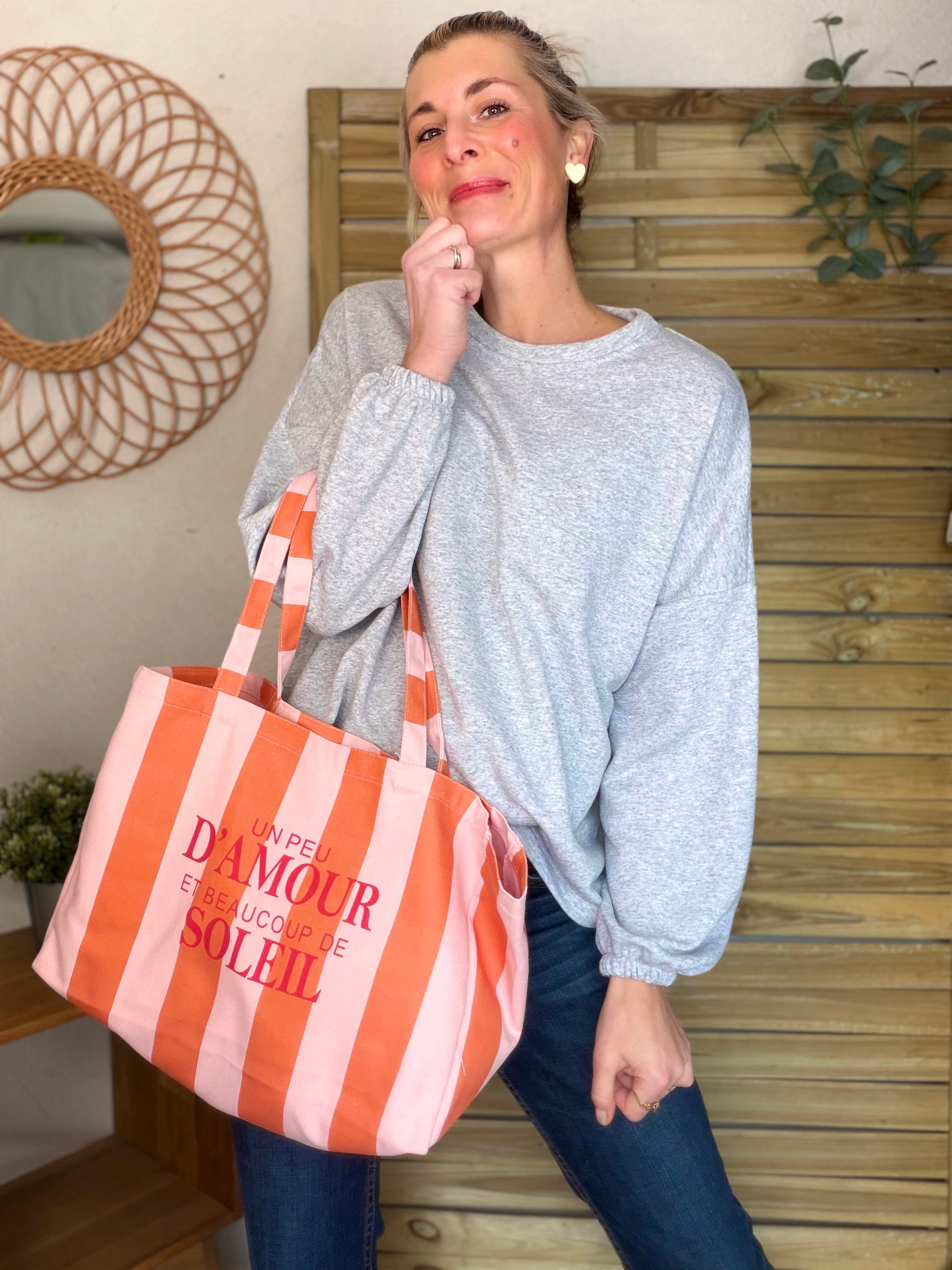 Grand cabas Tote bag un peu d’amour et beaucoup de soleil ELSY