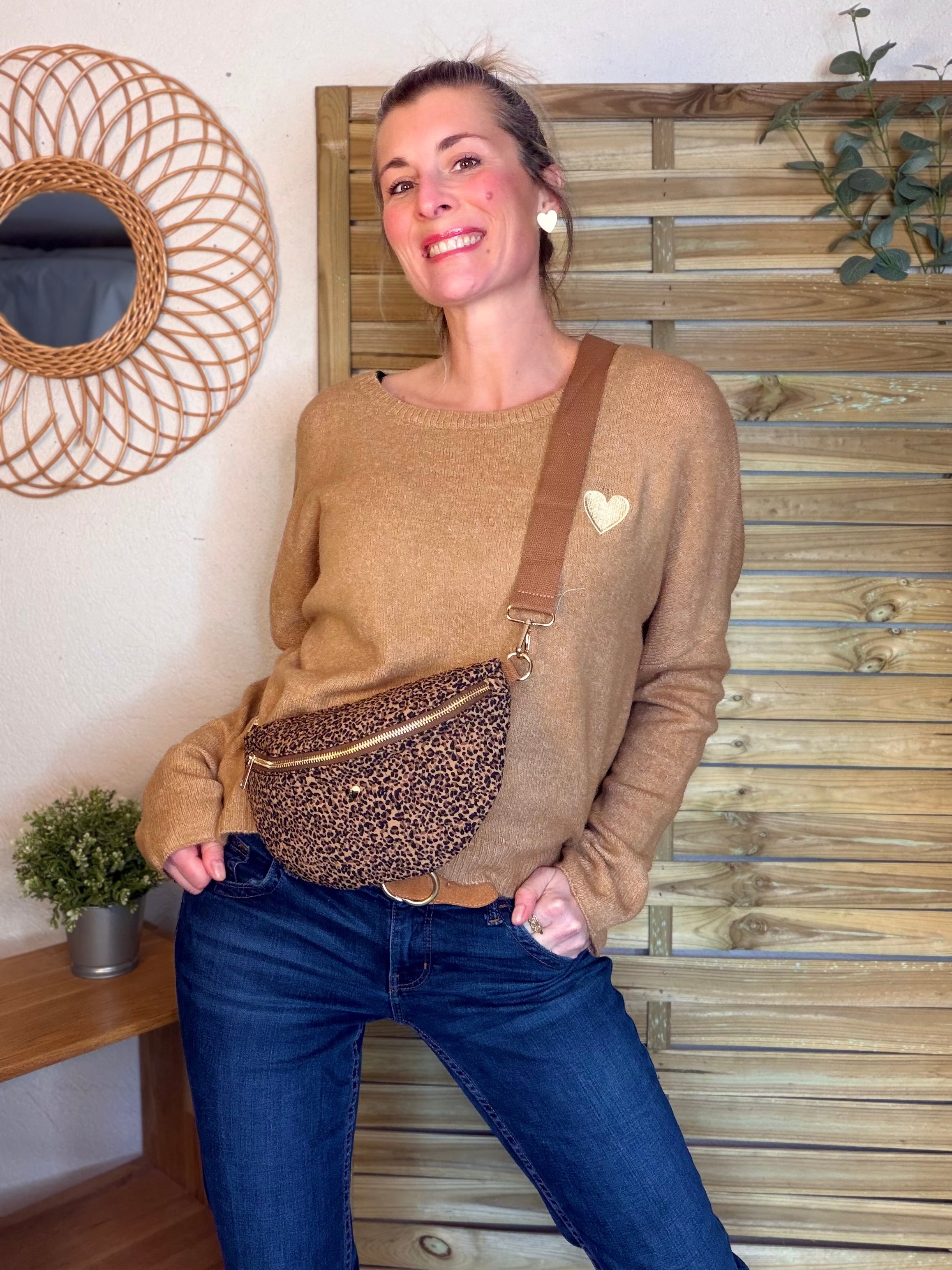 Sac banane L matelassé cœur doré 💛 JOSIE - Léo Camel 🐆