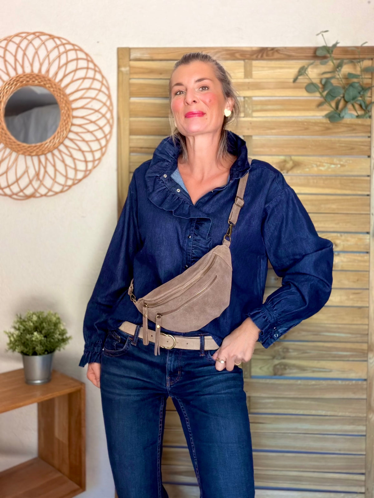Chemise Denim brut col victorien SOPHIE