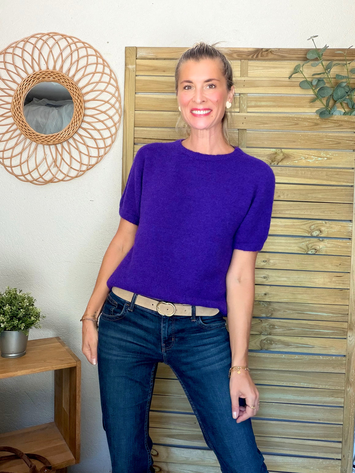 Pull laine et alpaga PEGGY - Violet