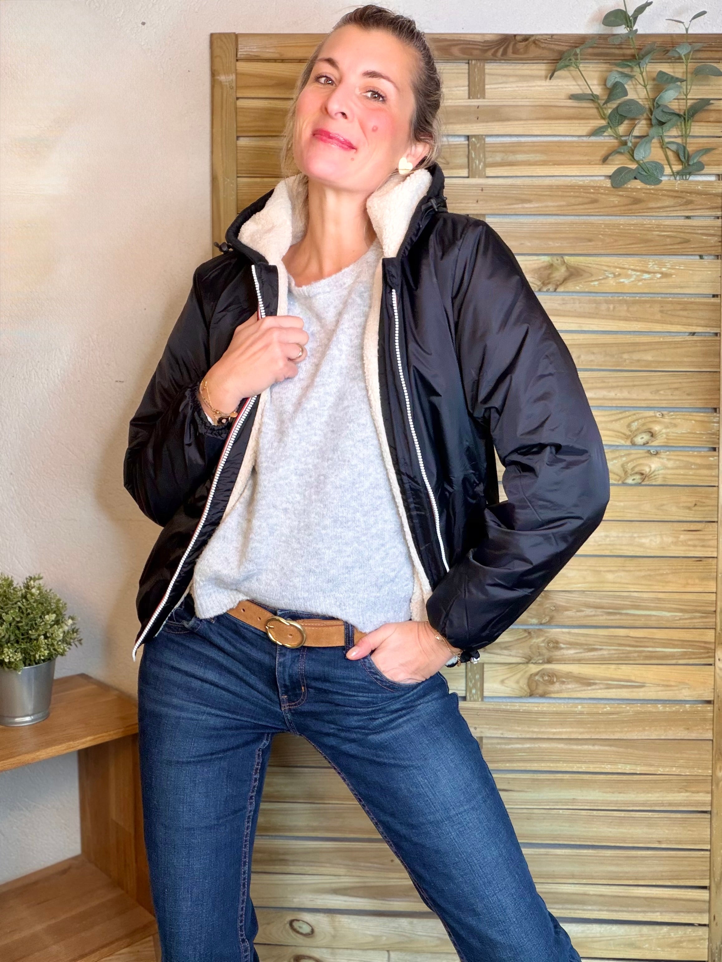 Parka Imperméable LOUISE COURT sherpa - Noir - LAURA JO