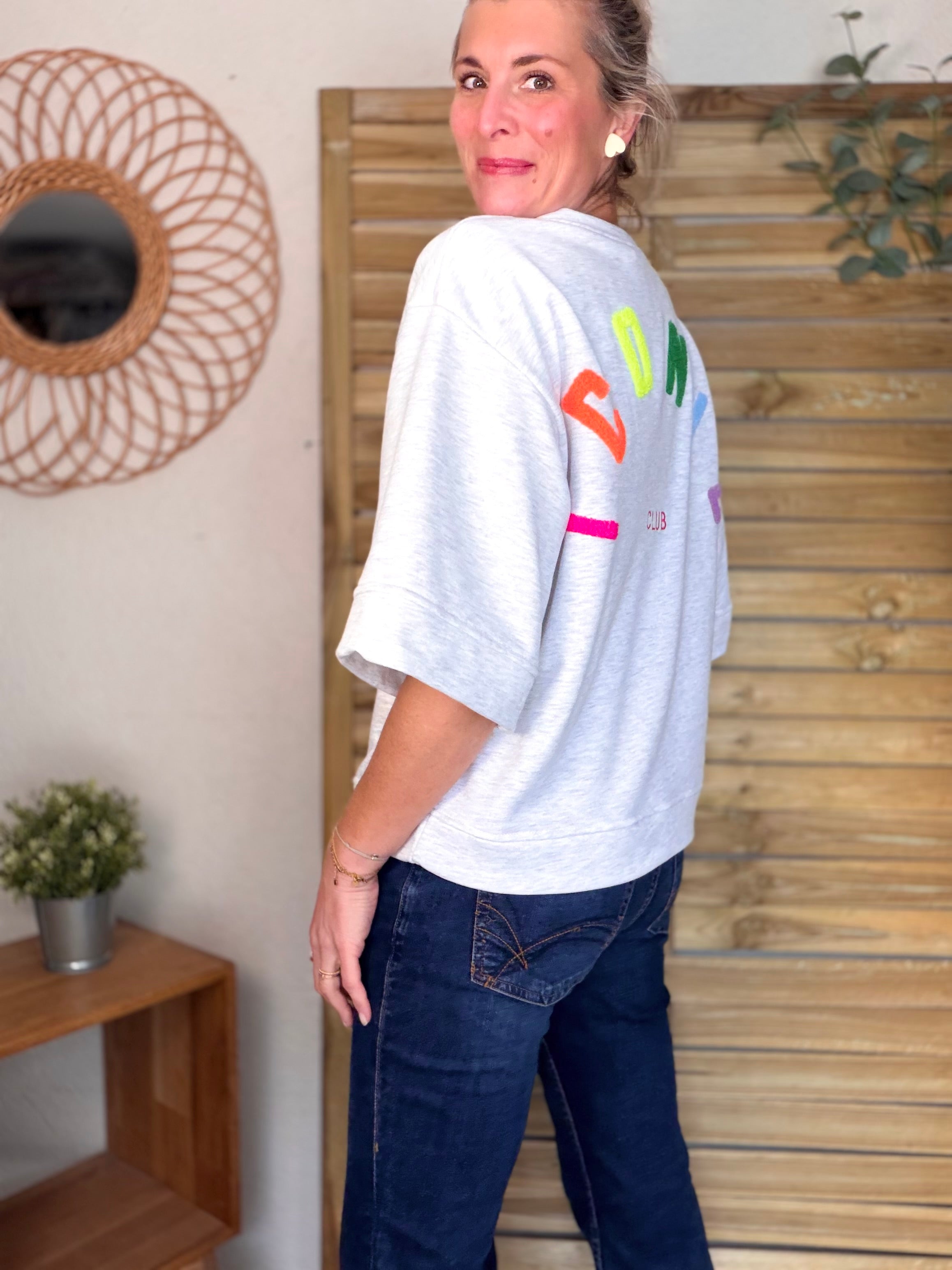 Sweat oversized ICONIC Club - ILONA Gris chiné