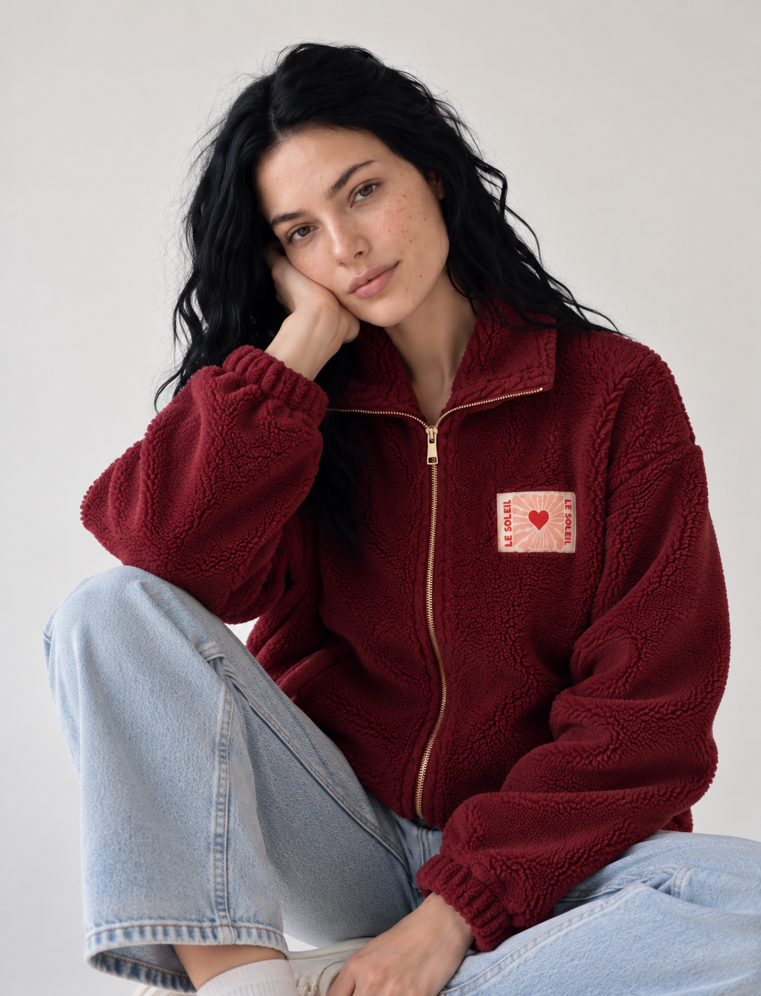 ⚡️ARRIVAGE • Veste Sherpa zippée « Soleil » DORO Bordeaux