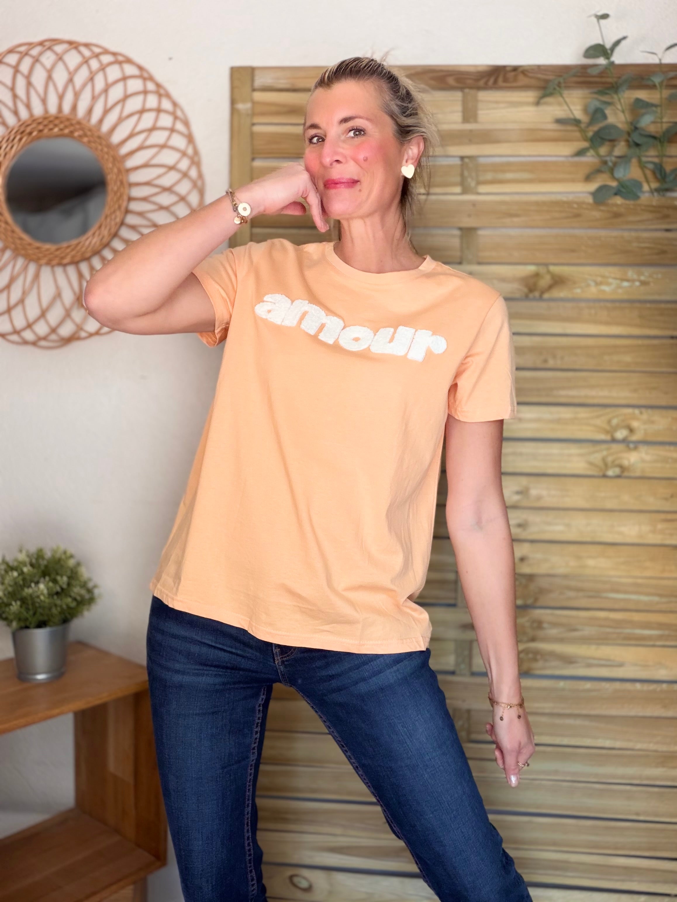 Tee shirt amour MAÏA Saumon