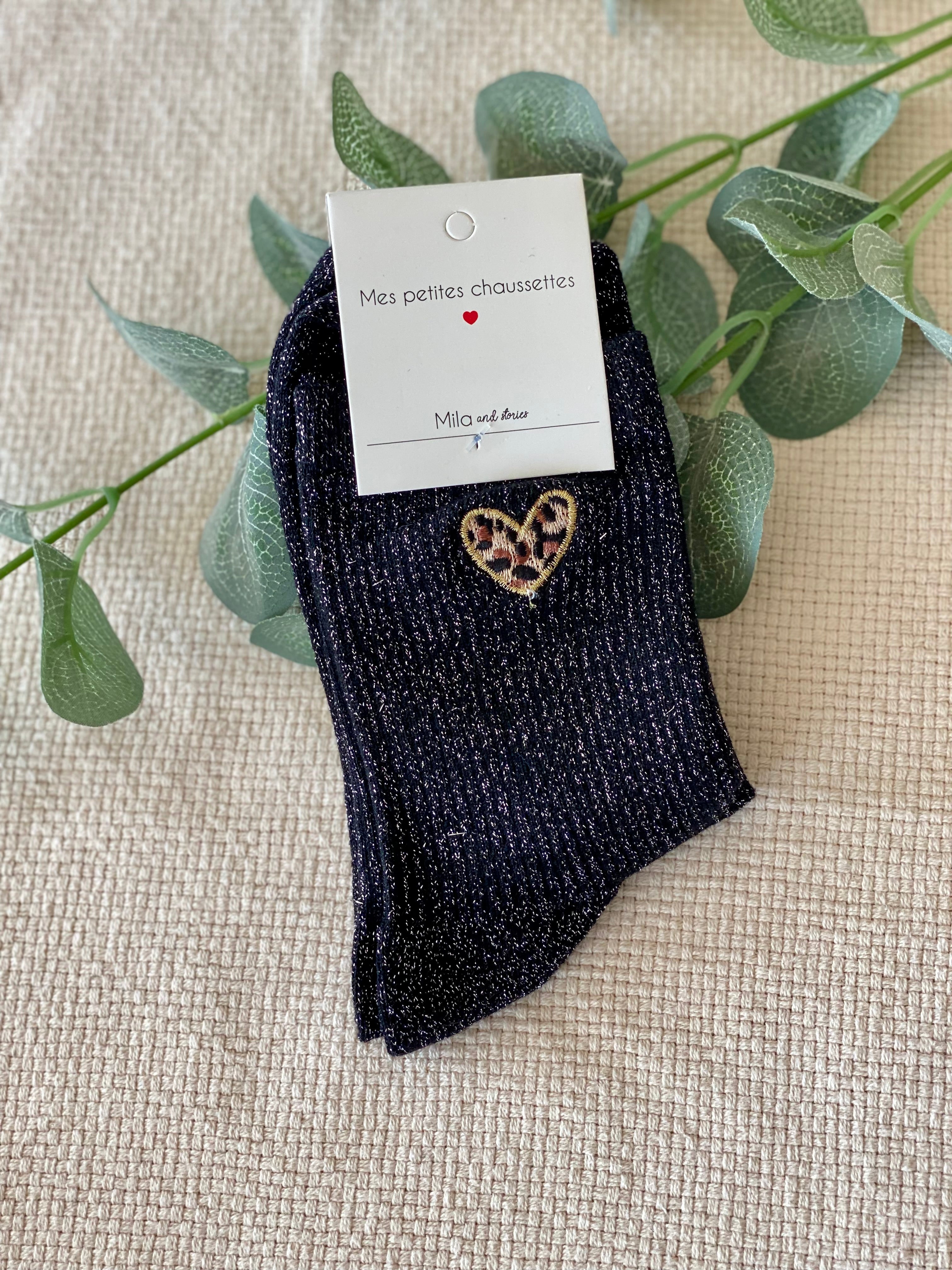 Chaussettes scintillantes glitter ZORA - Coeur Léo 🐆