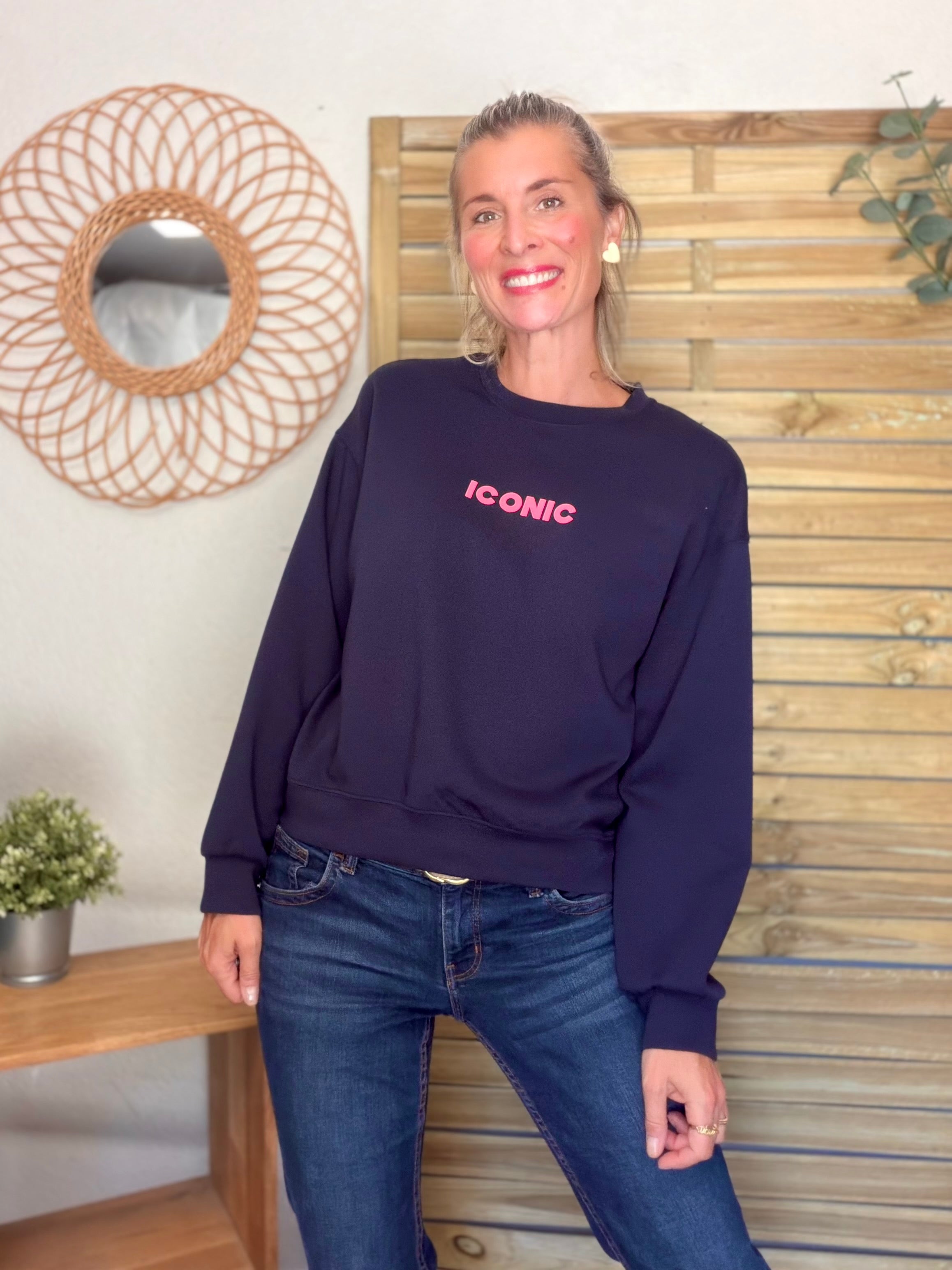 Sweat ICONIC ultra doux OMBLINE - Bleu marine