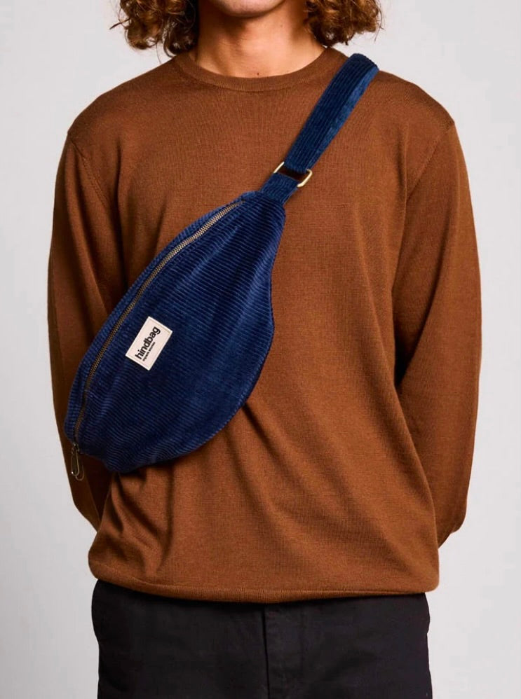 Sac banane XL HINDBAG Sasha Velours Marine