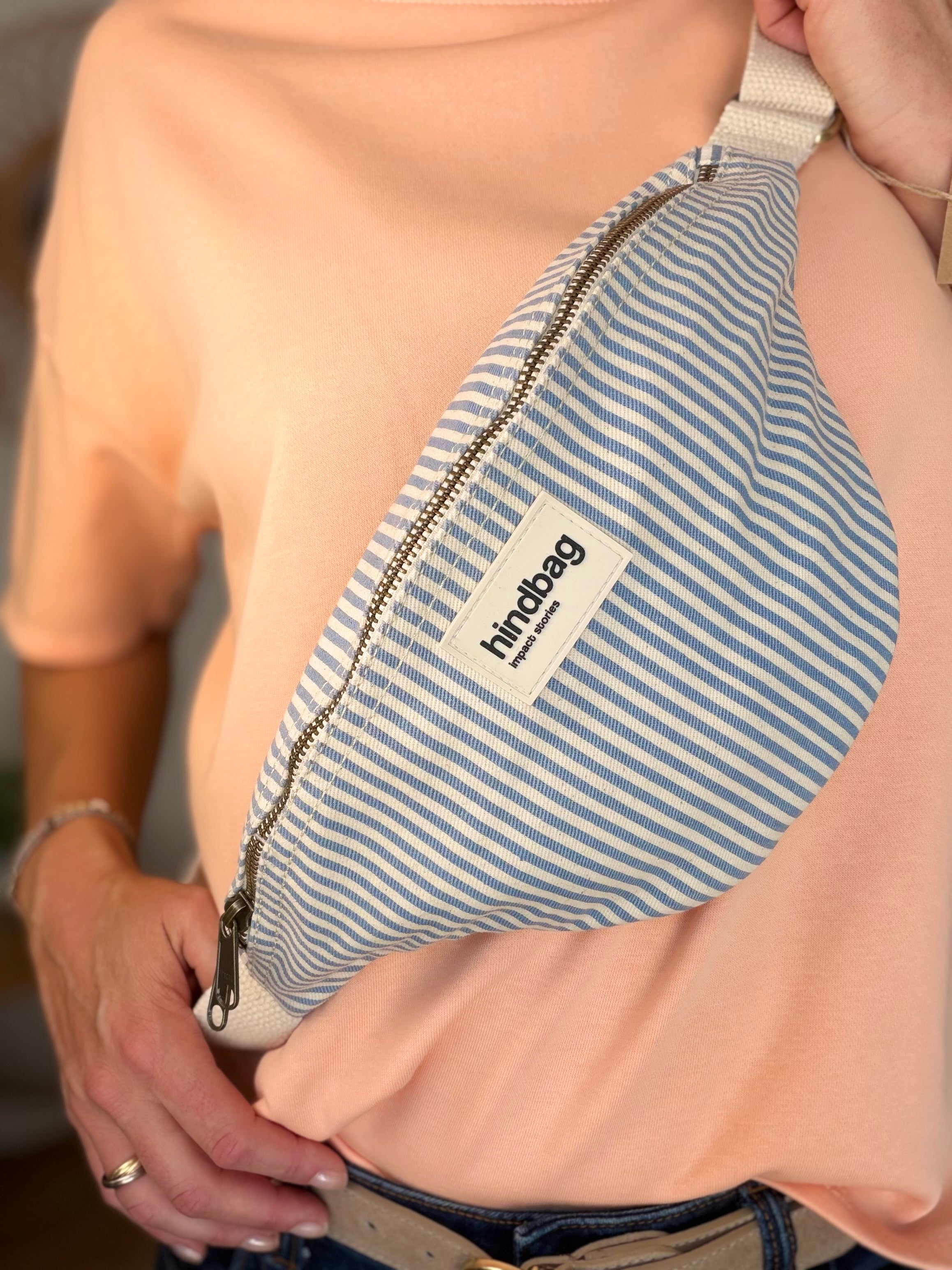 HINDBAG OLIVIA - Sac banane Rayures bleues