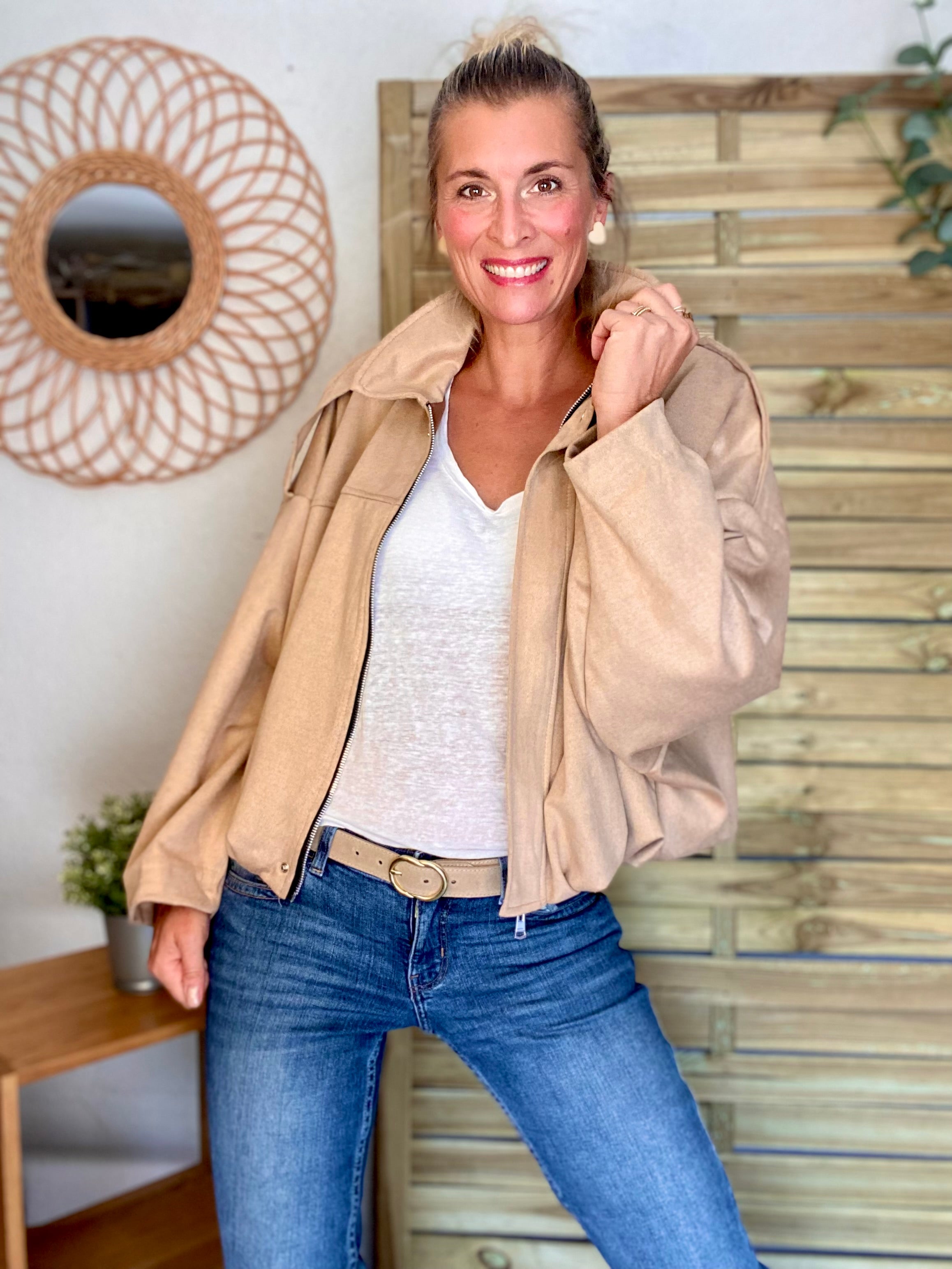 Veste oversize en suédine ISAAC - Camel clair