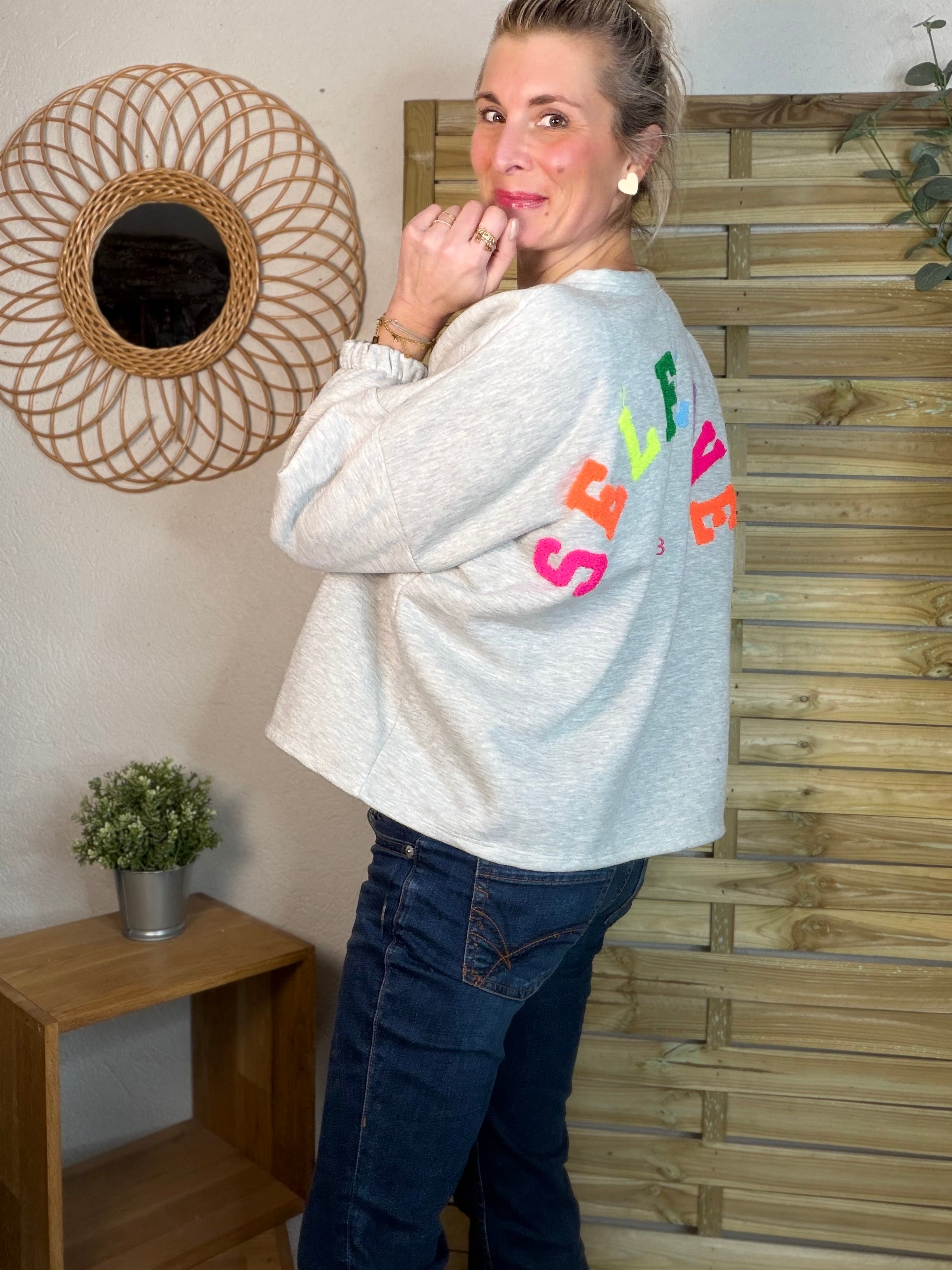 Sweat molleton oversized SELF LOVE multicolore - MIKA