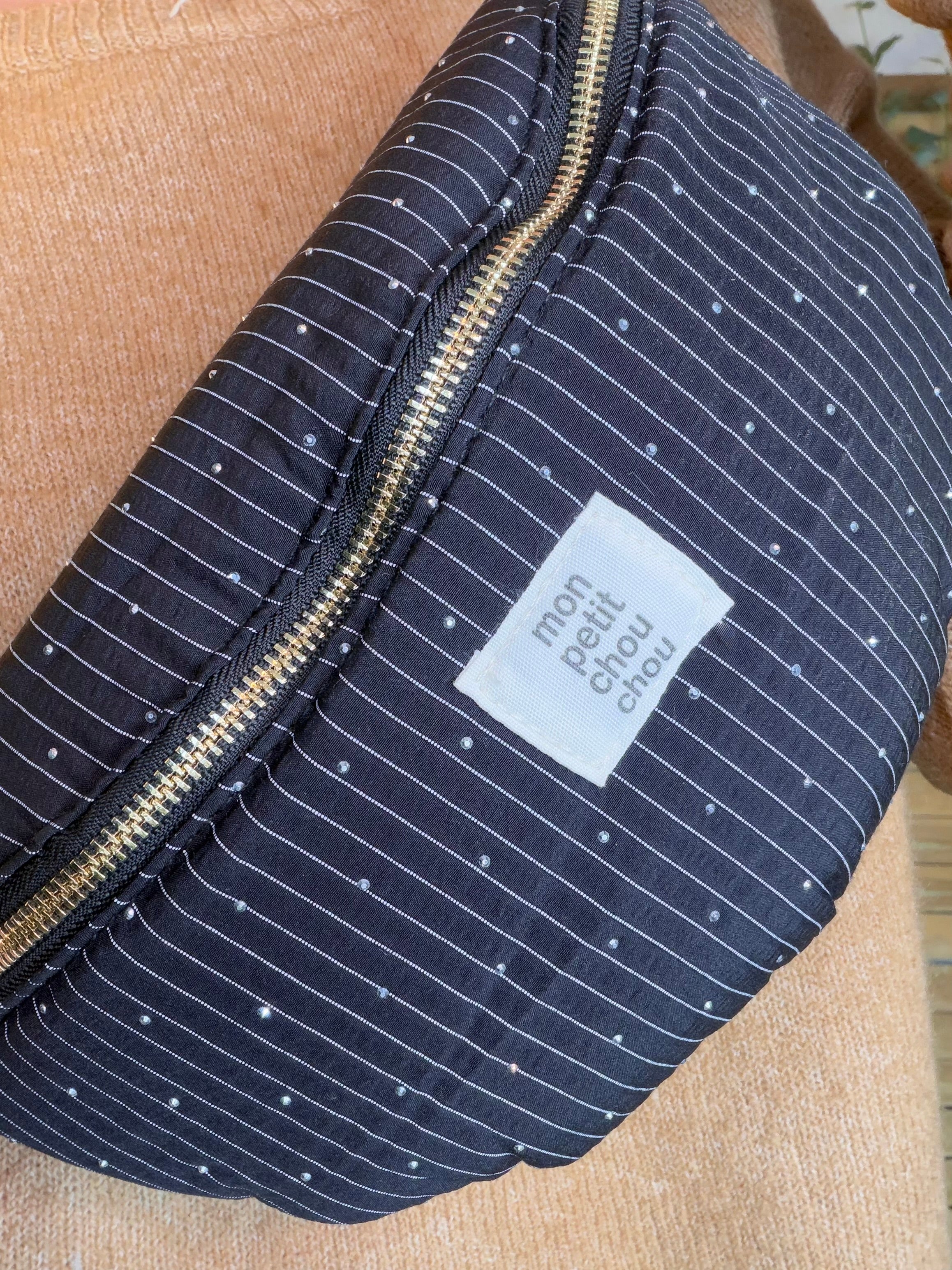 Sac banane avec strass BONNIE - Rayée noir