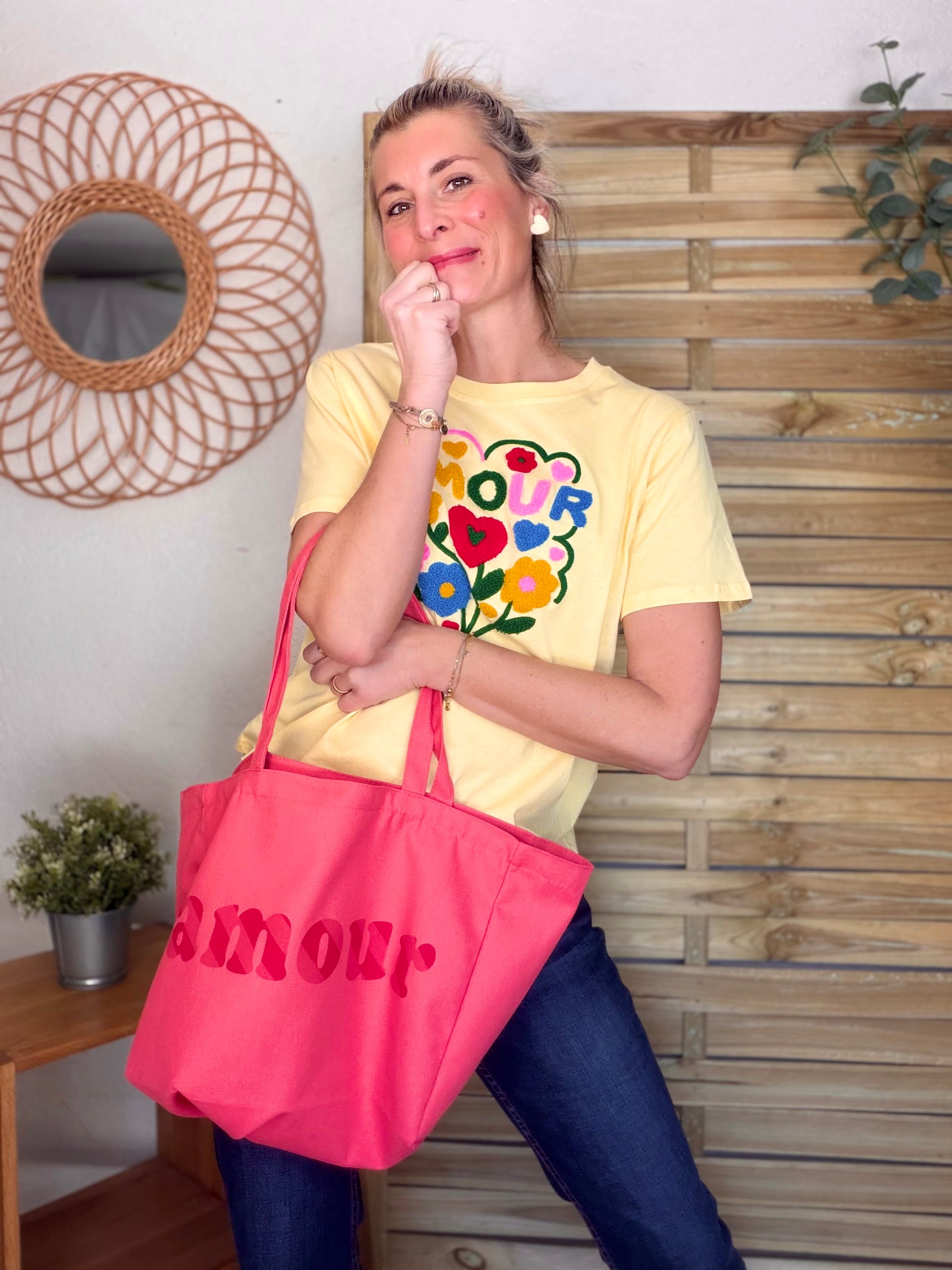 Tee shirt amour fleuri ARYA Jaune