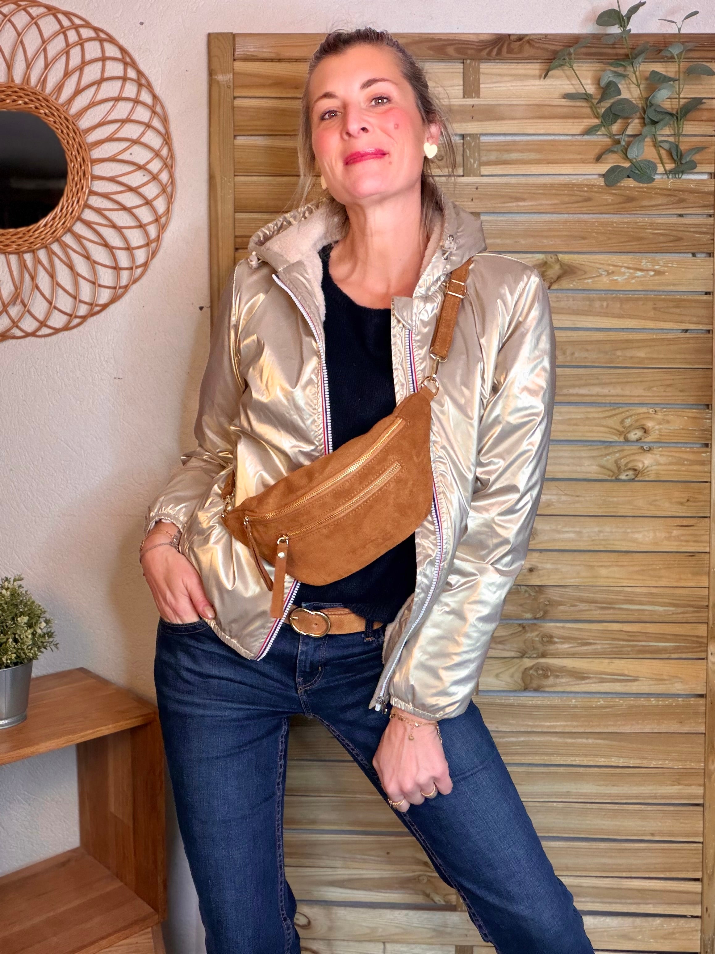 Parka Imperméable LOUISE COURT sherpa - Doré - LAURA JO (DÉSTOCKAGE sur Taille L)