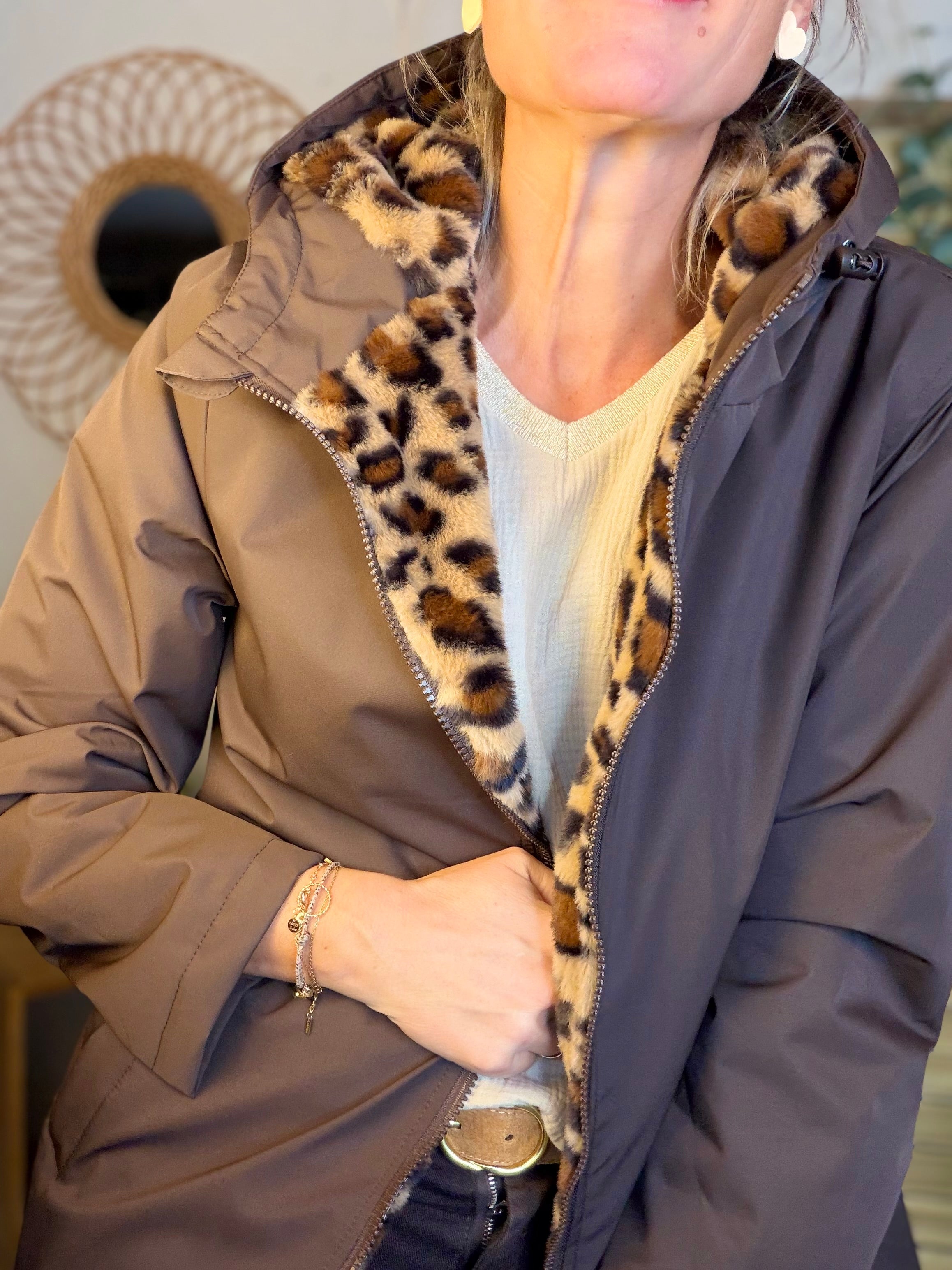 Parka déperlante fourrée Léo ALBANE -  Chocolat