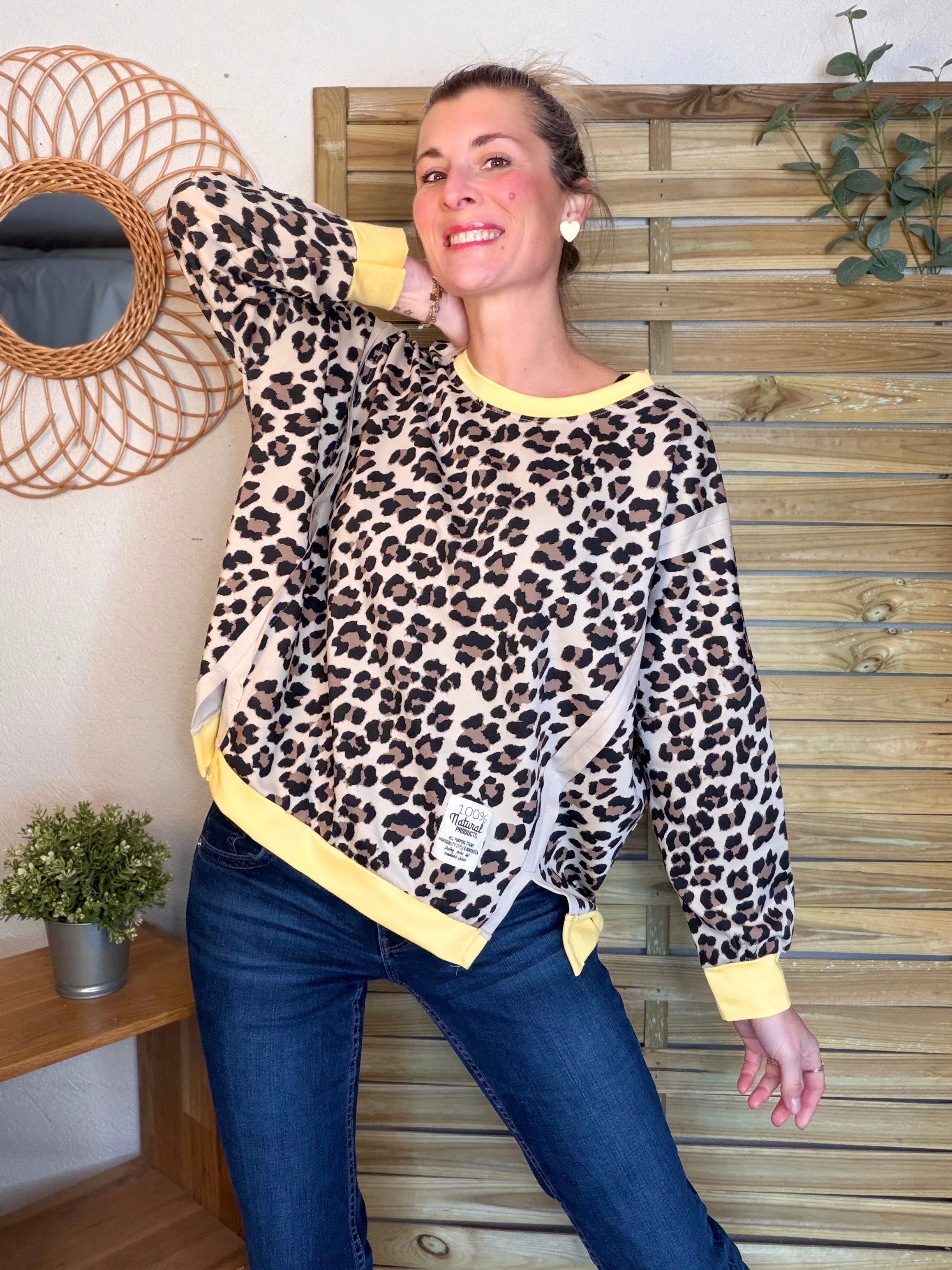 Sweat léger imprimé Léo jaune 🐆 ANOUK