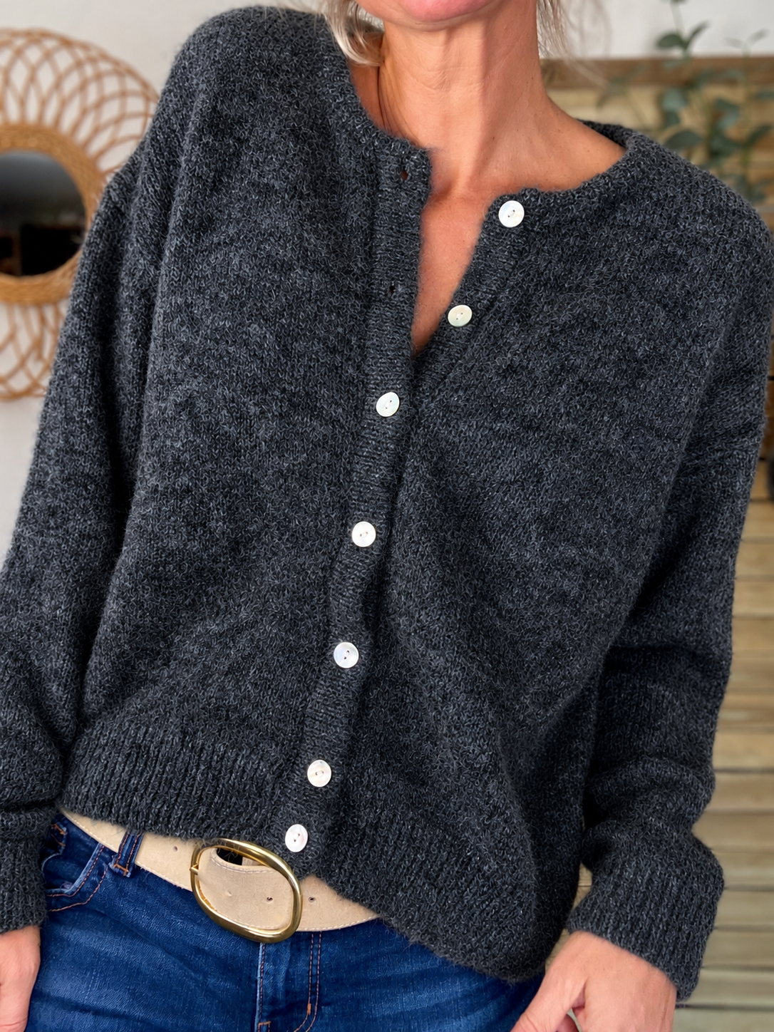 Gilet en maille MERYL - Carbone (Gris foncé)