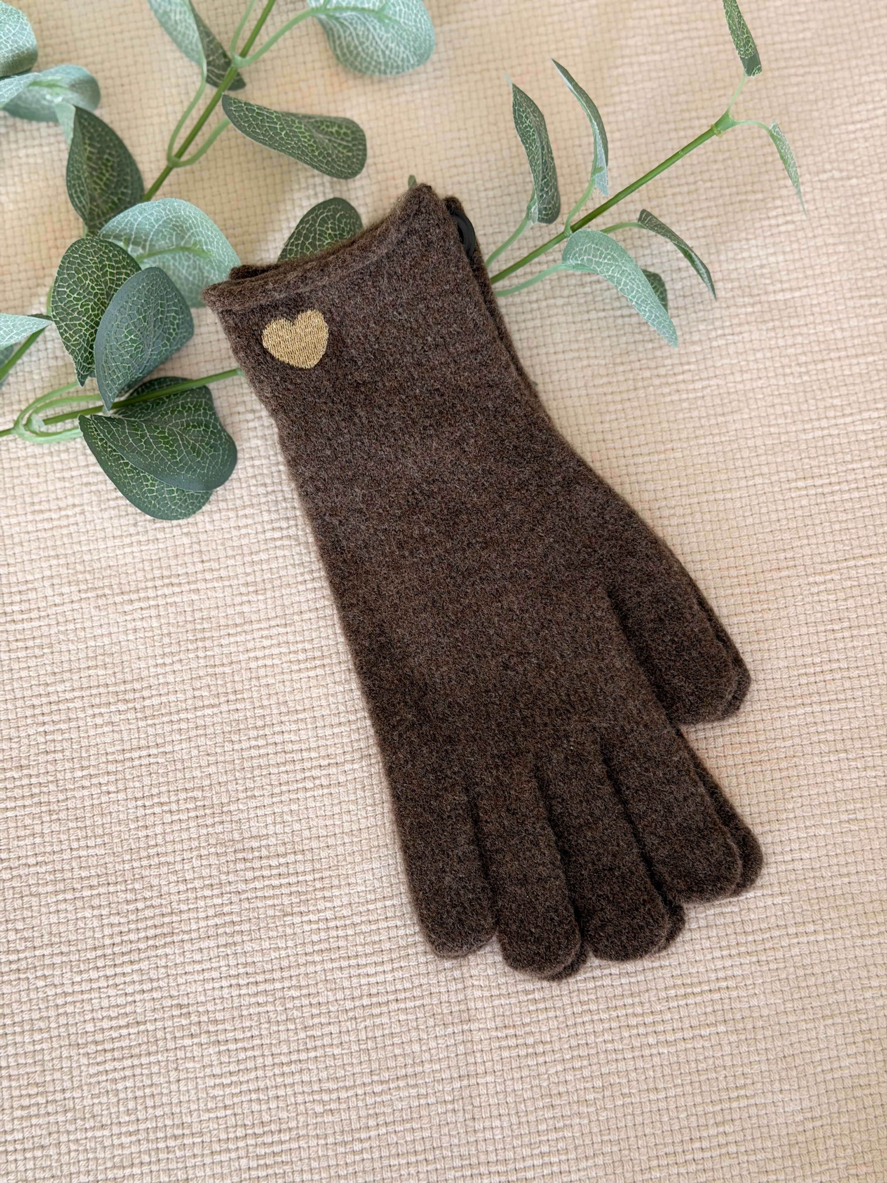 Gants CHLOÉ avec coeur doré brodé 💛 et ouverture index et pouce 👌🏼