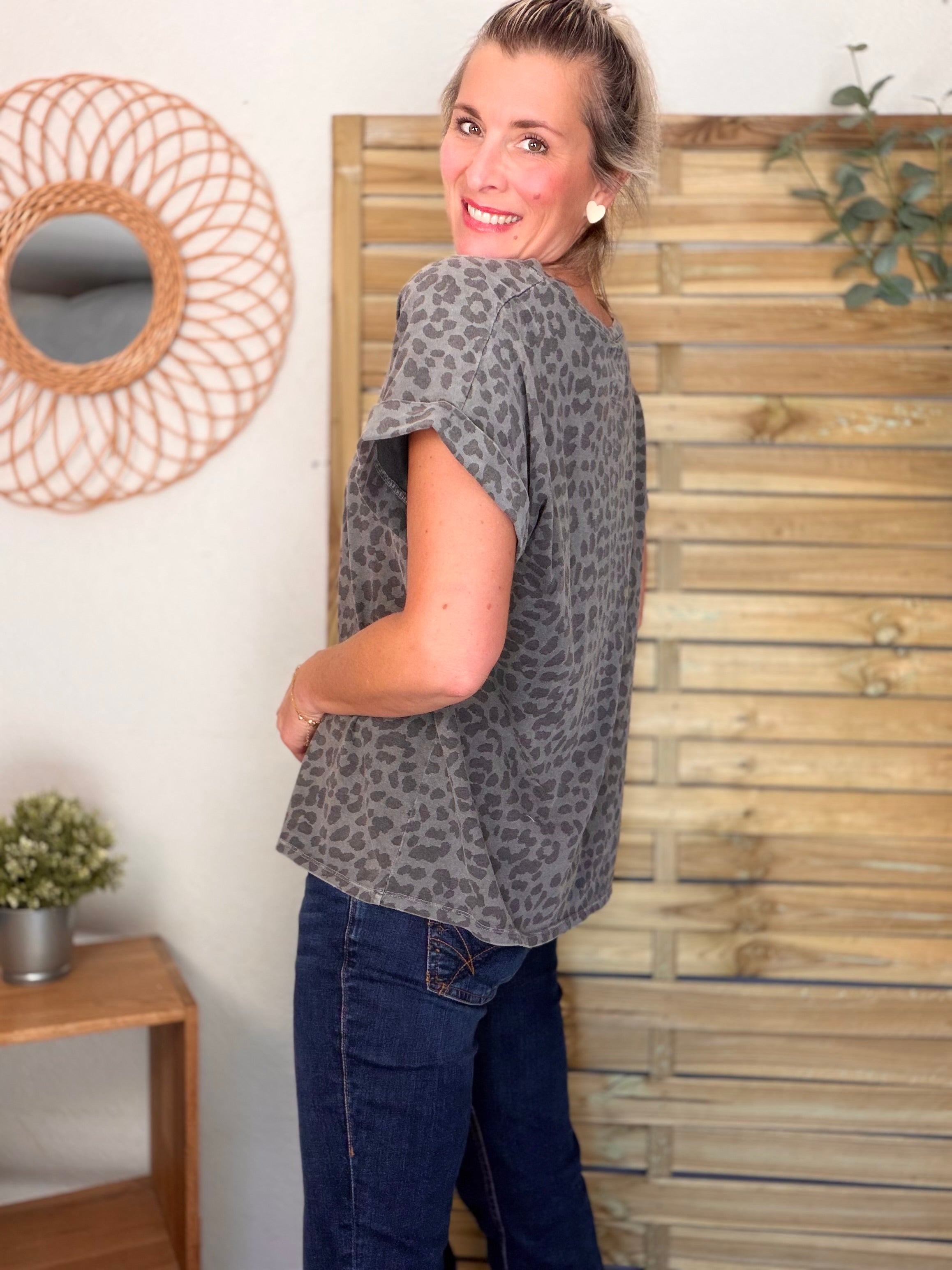 Top léo ICONIC col V - SHAUNA Gris foncé
