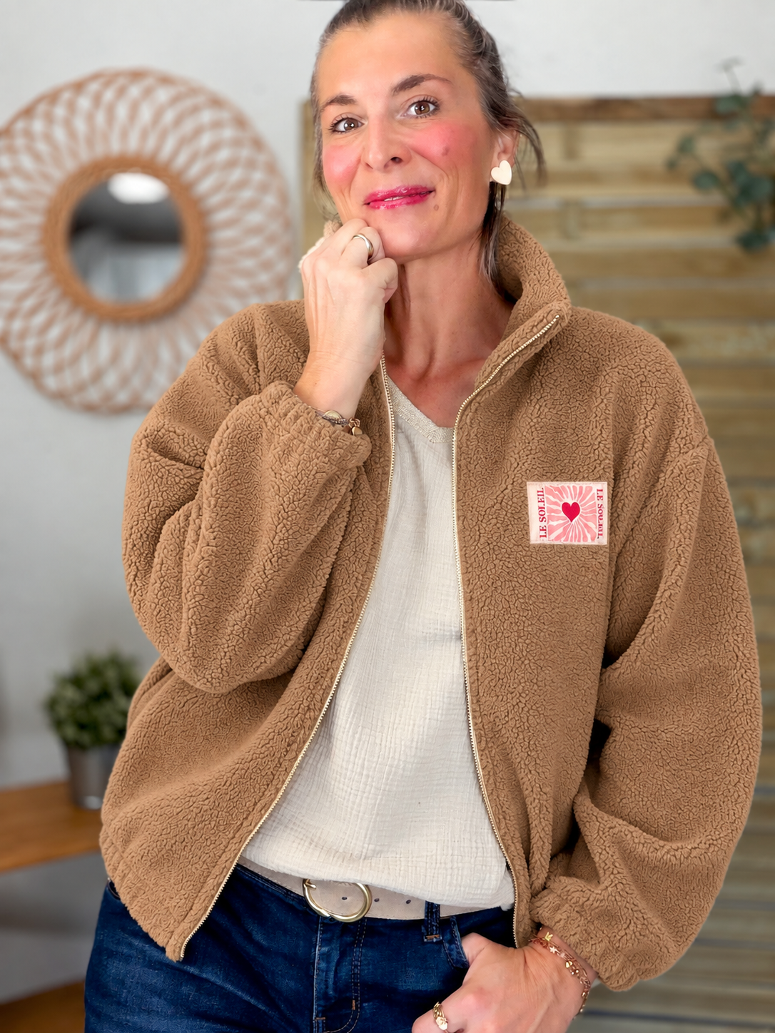 ⚡️ARRIVAGE • Veste Sherpa zippée « Soleil » DORO Camel