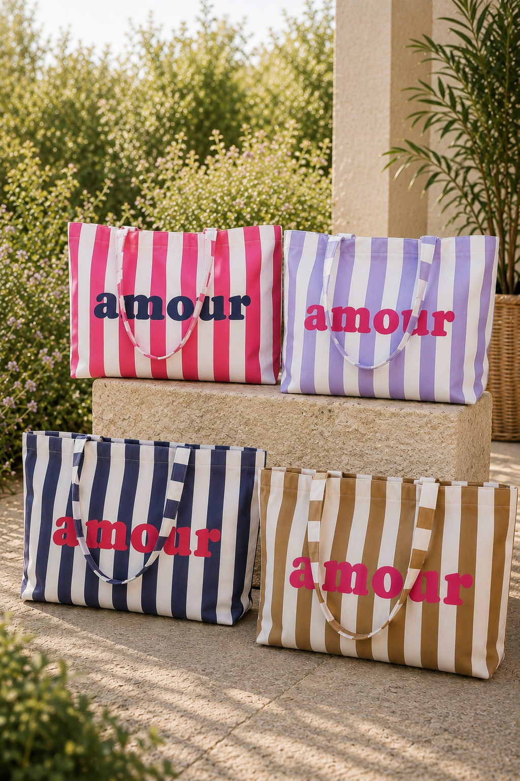 Grand cabas Tote bag rayé amour BELLY