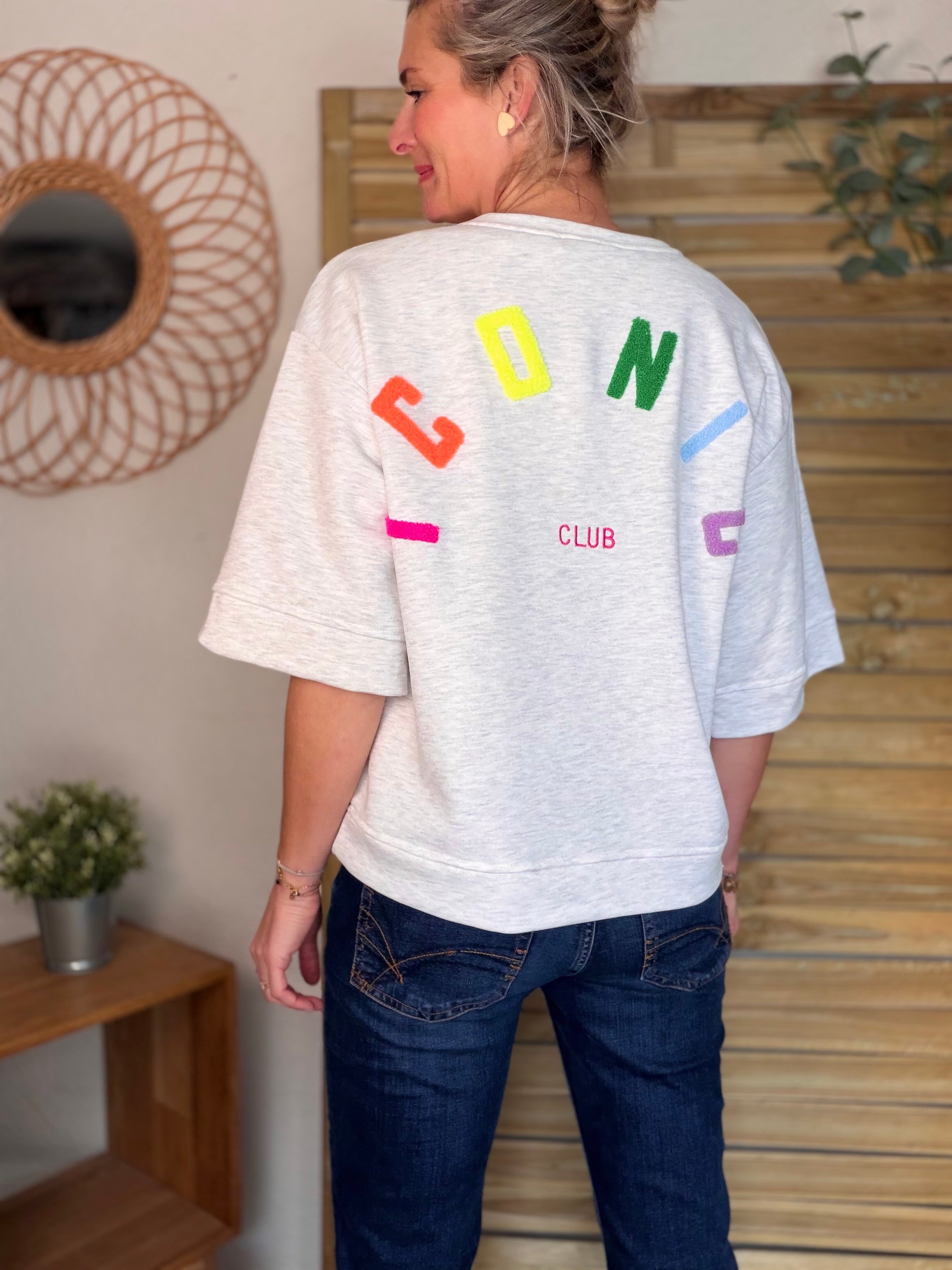 Sweat oversized ICONIC Club - ILONA Gris chiné