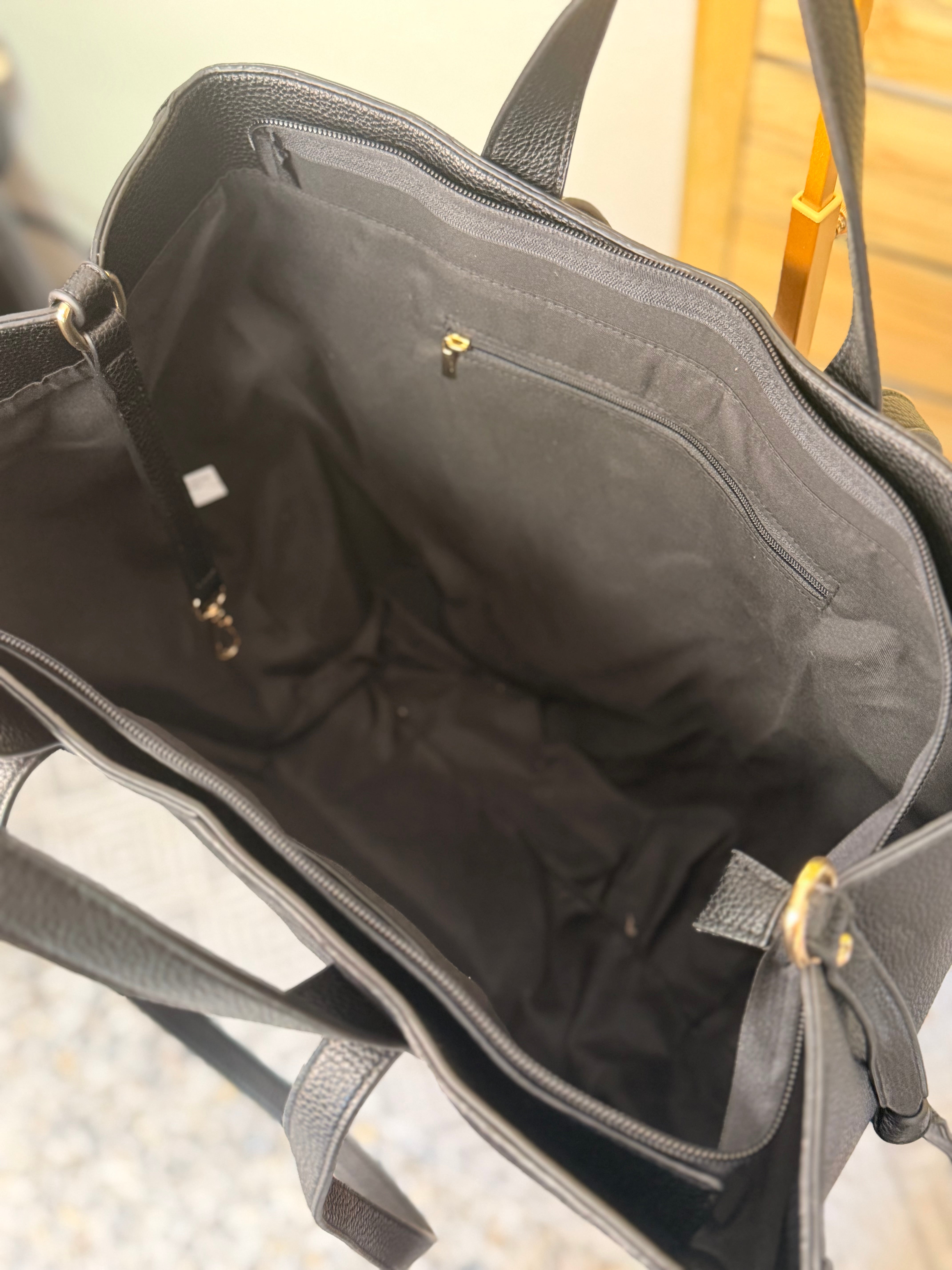 Grand Sac cabas 2 en 1 en simili daim - LAURÈNE Noir