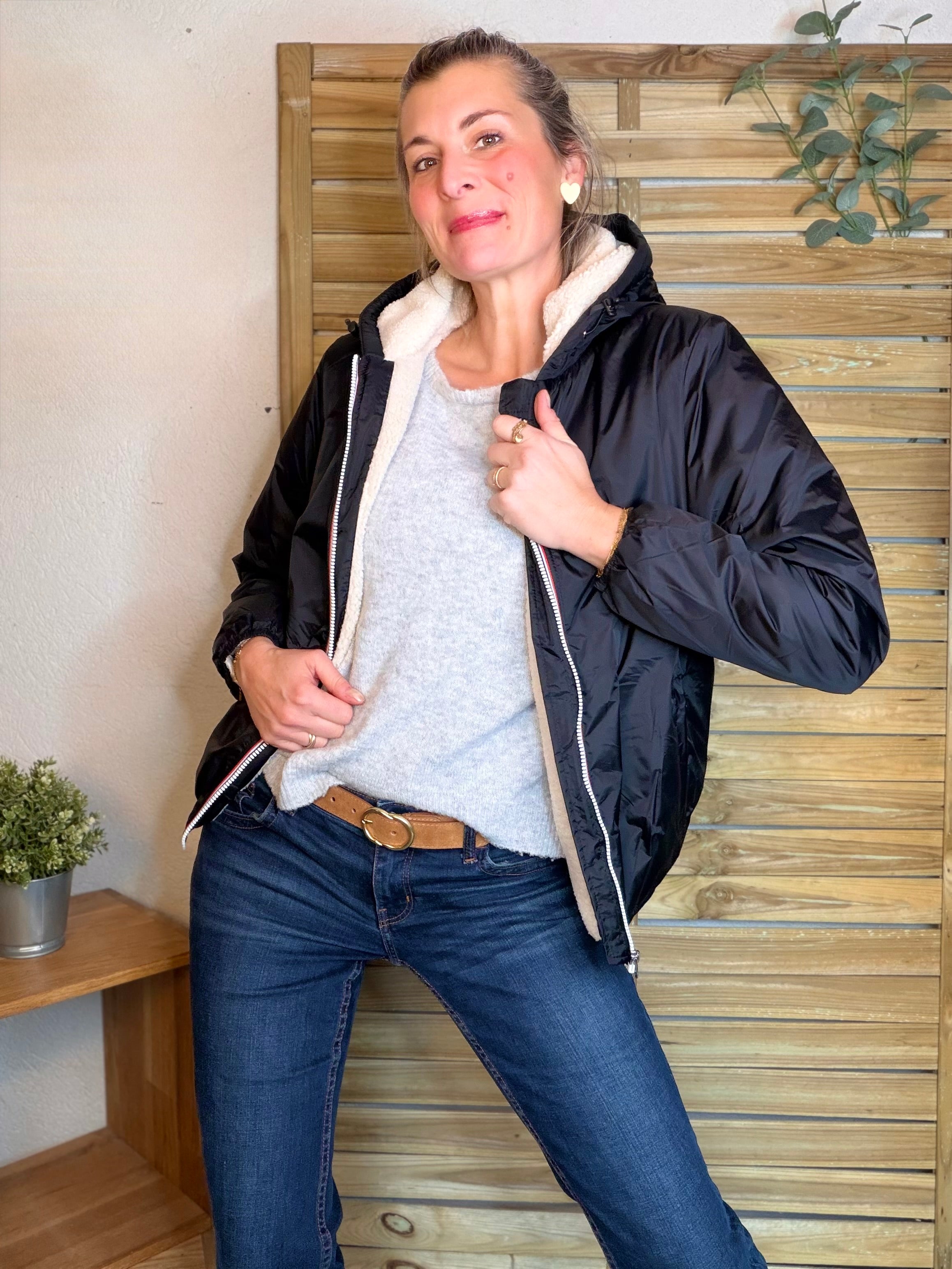 Parka Imperméable LOUISE COURT sherpa - Noir - LAURA JO