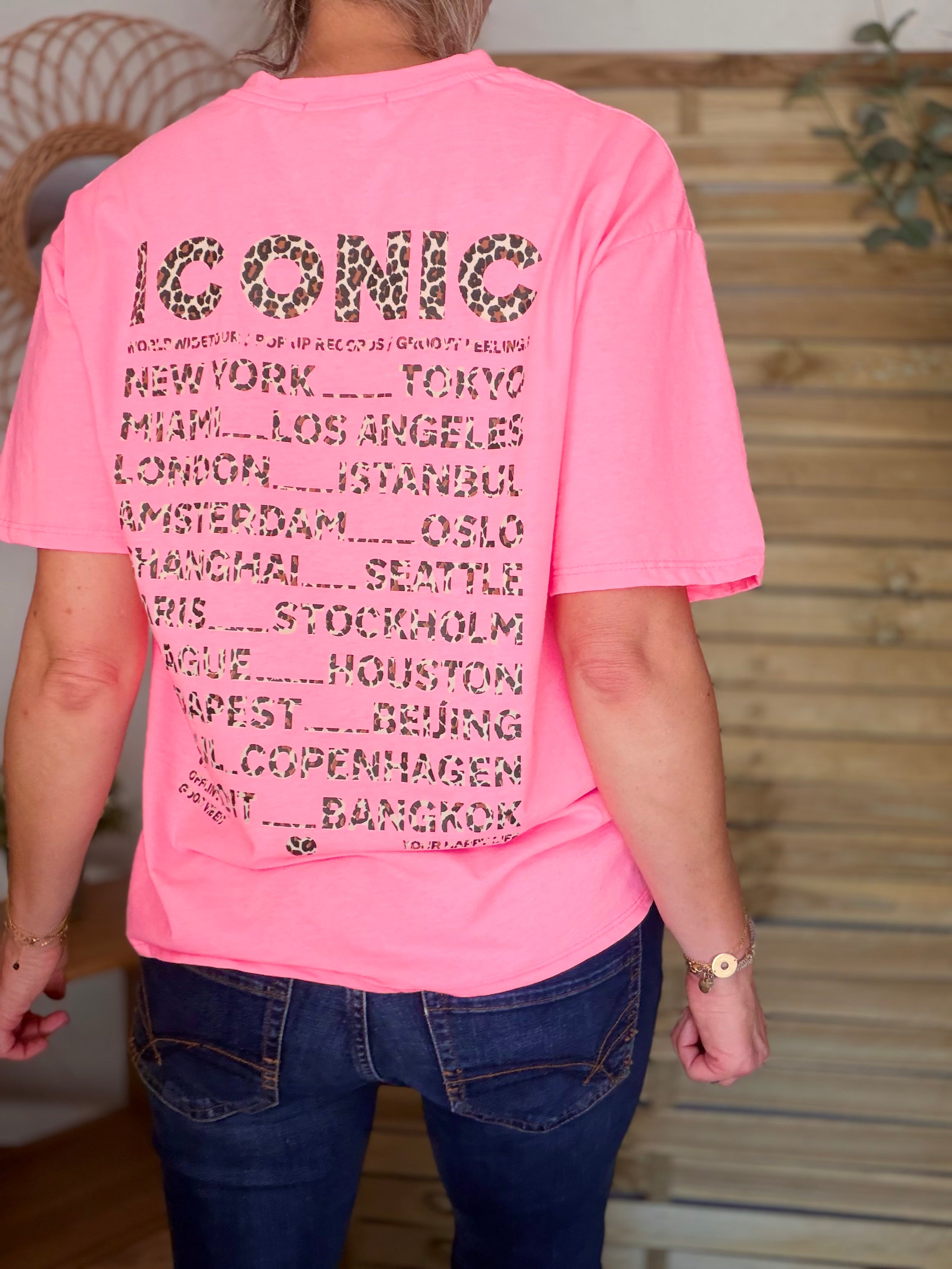 Tee shirt ICONIC Léo LÉONA Rose fluo
